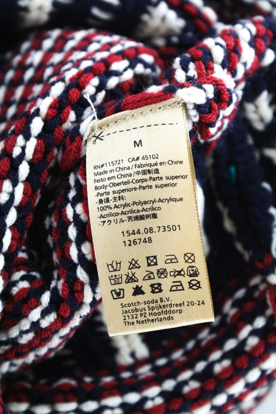 SCOTCH SHRUNK Boys' M Pom Pom Red Navy Knit Beanie Hat Patterned