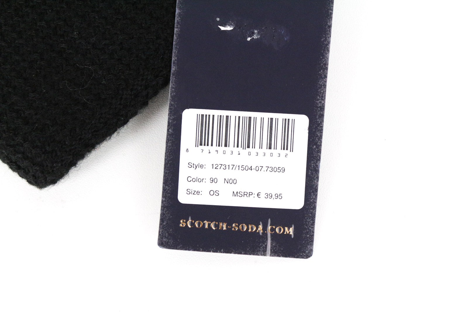 SCOTCH & SODA Men's OS Knitted Logo Beanie Hat in Black Wool Blend