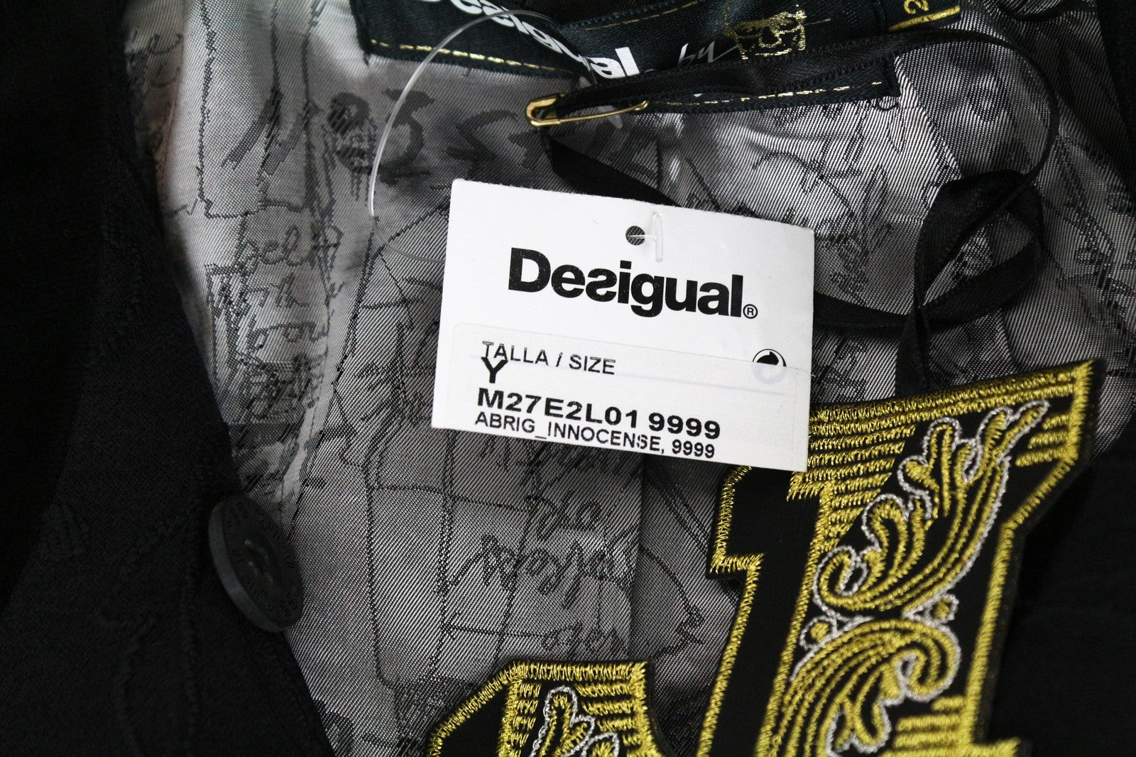 DESIGUAL Innocense Women's Coat ~38 Black Wool Cotton Blend Double Front