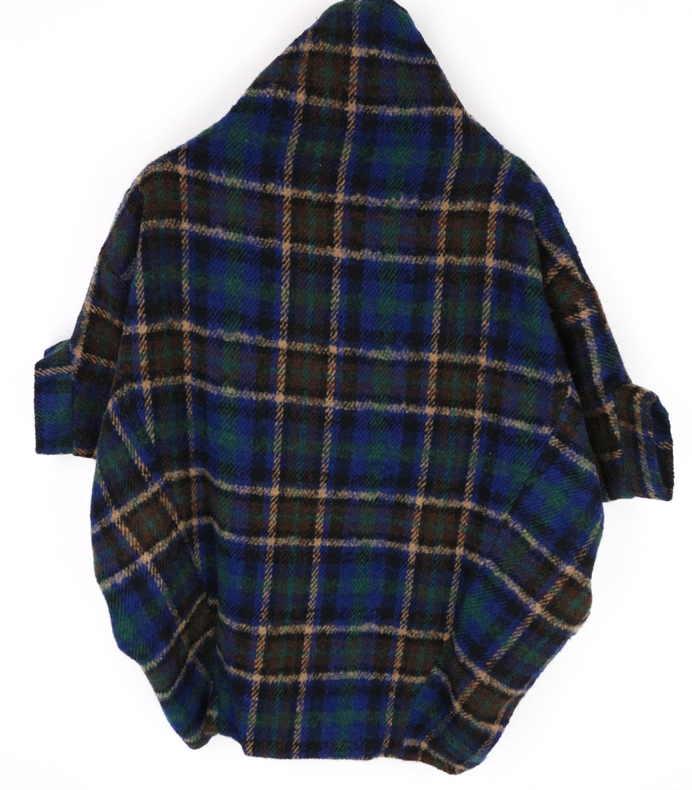 DESIGUAL Women's EU36 Blue Green Short Sleeve Check Wool Blend Zipped Jacket