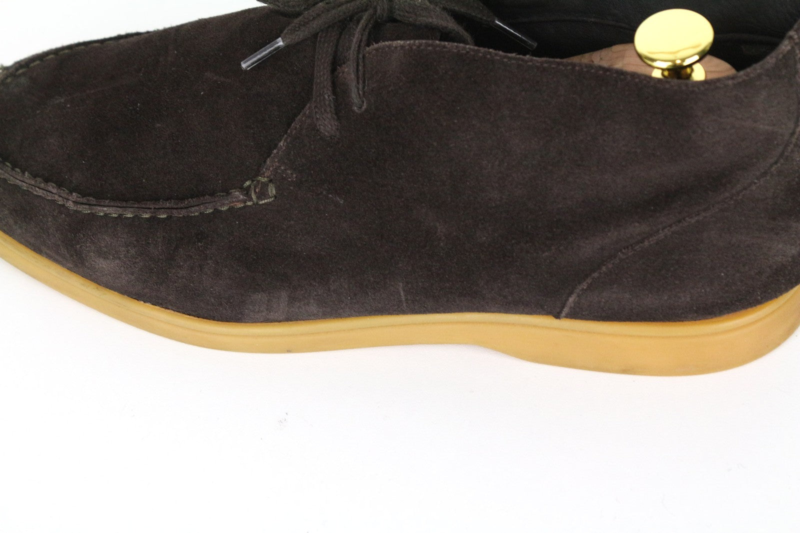 SUITSUPPLY Men's EU44 Dark Brown Suede Leather High-Top Dress Lace Shoes