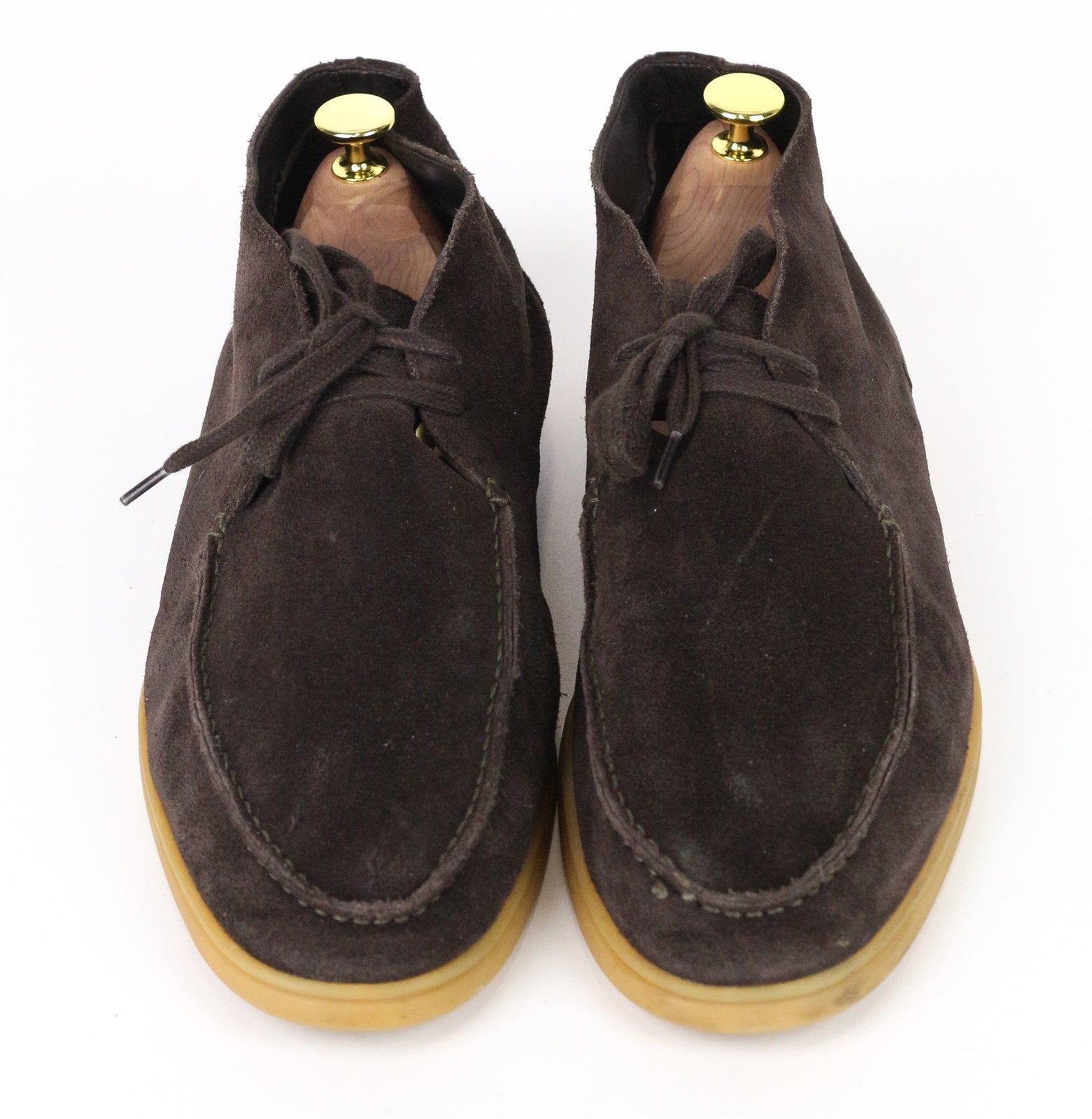 SUITSUPPLY Men's EU44 Dark Brown Suede Leather High-Top Dress Lace Shoes