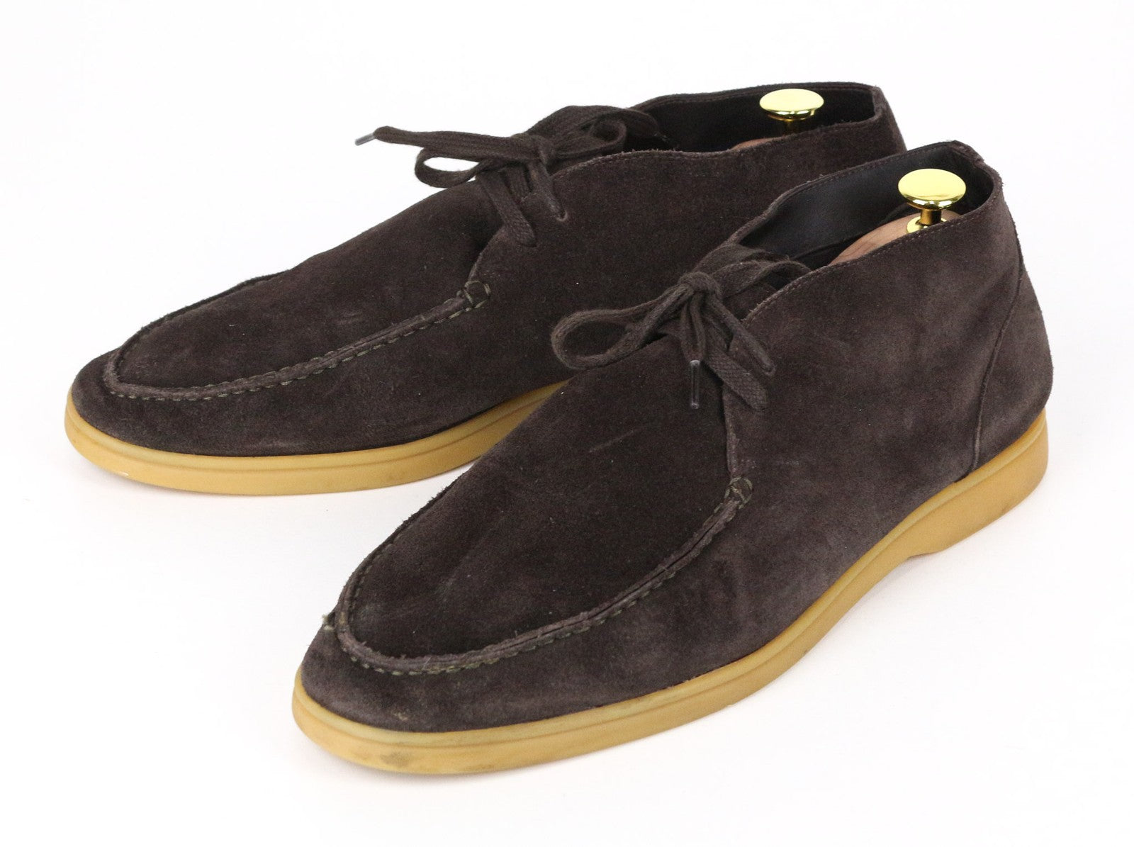 SUITSUPPLY Men's EU44 Dark Brown Suede Leather High-Top Dress Lace Shoes