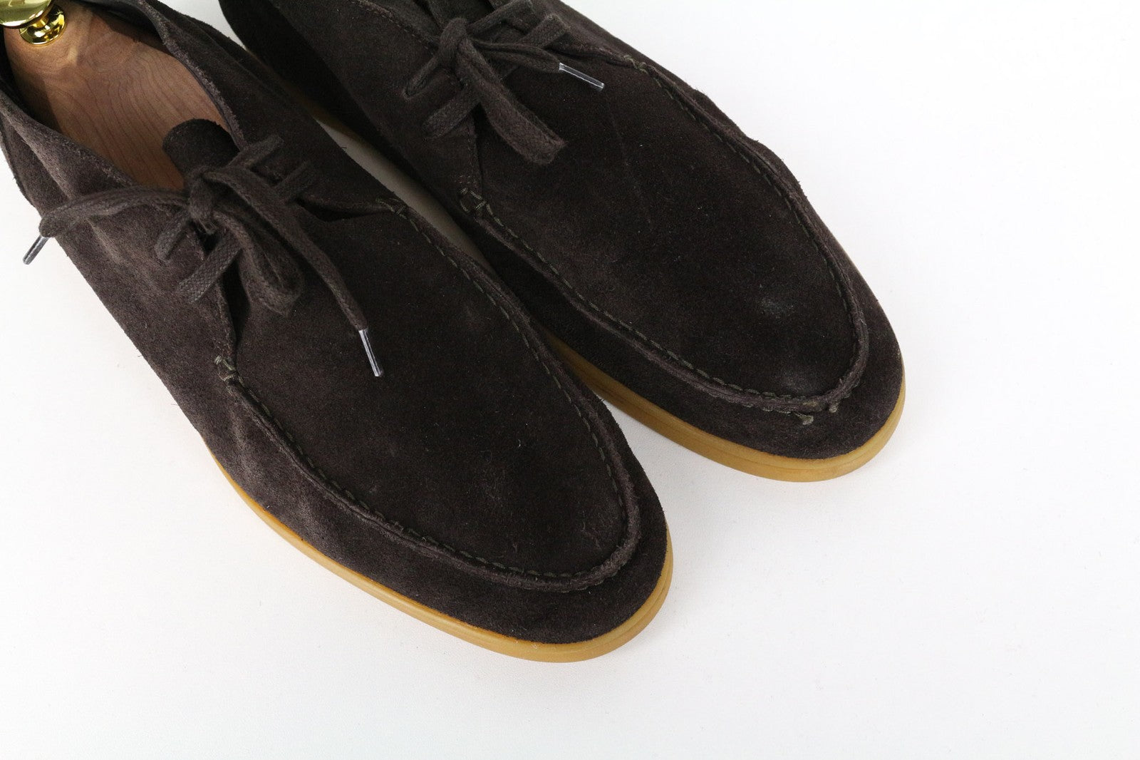 SUITSUPPLY Men's EU44 Dark Brown Suede Leather High-Top Dress Lace Shoes