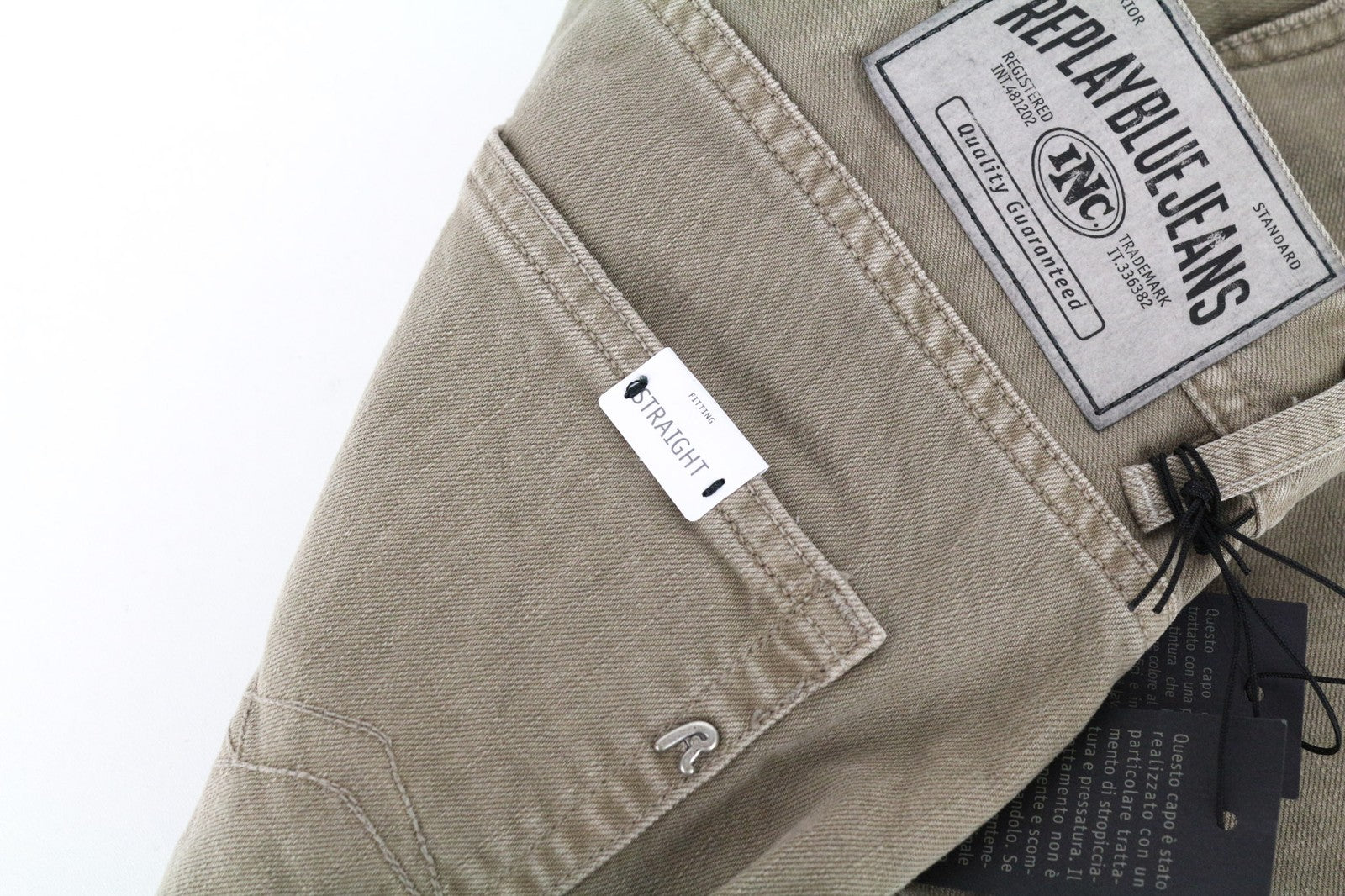 REPLAY Grover Men's W30/L34 Brown Straight Fit Button Cotton Stretch Jeans