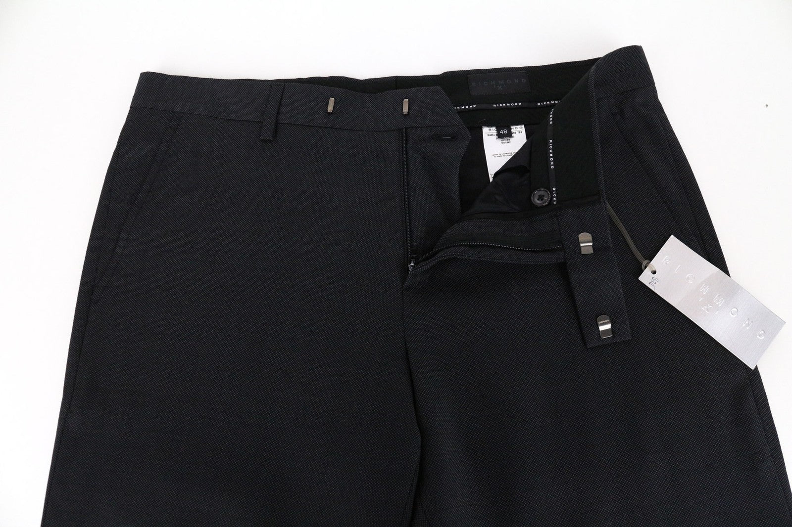 RICHMOND Men's 48 Dark Grey Wool Trousers with Pleats for Formal Look