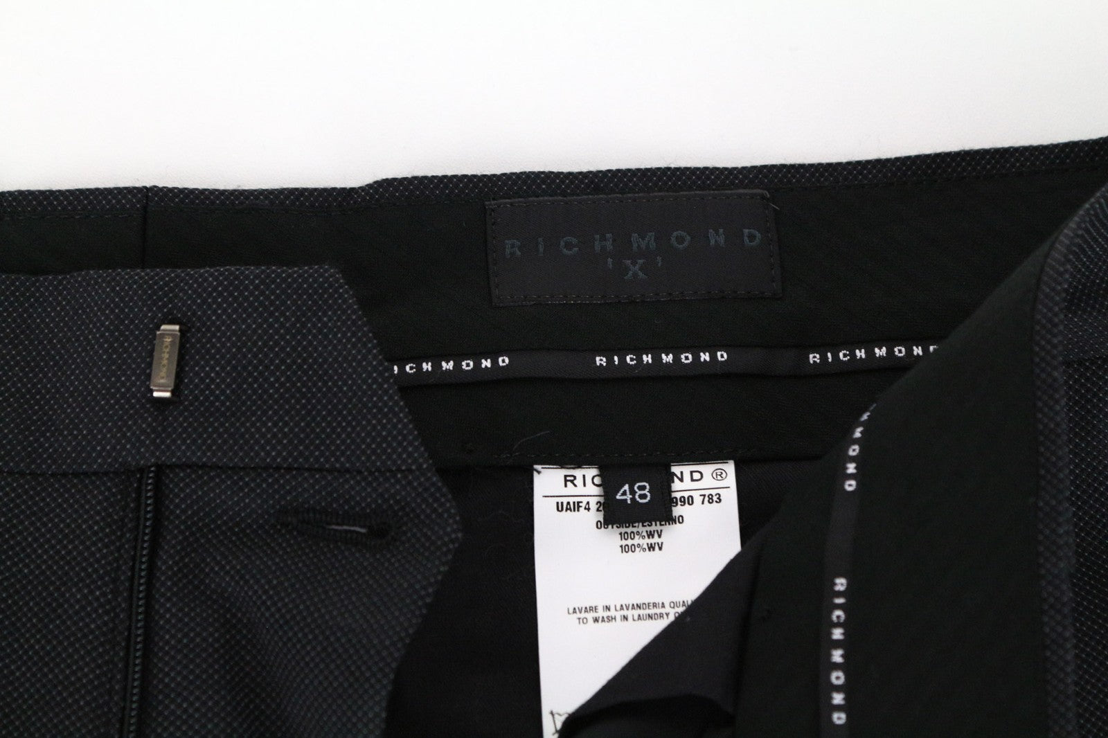 RICHMOND Men's 48 Dark Grey Wool Trousers with Pleats for Formal Look