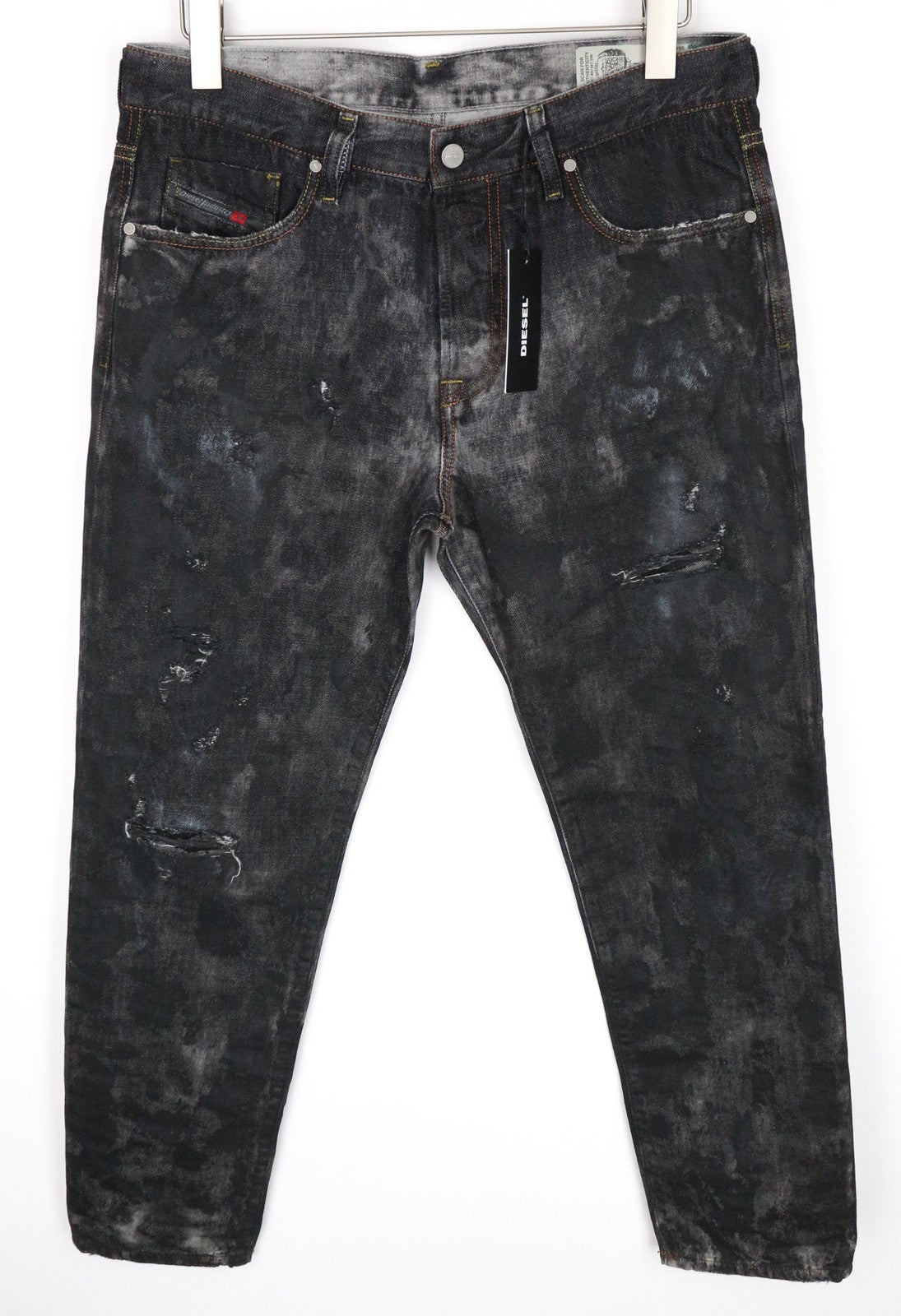 DIESEL Mharky 084WG Men's W34/L34 Grey Ripped Skinny Fit Pure Cotton Jeans