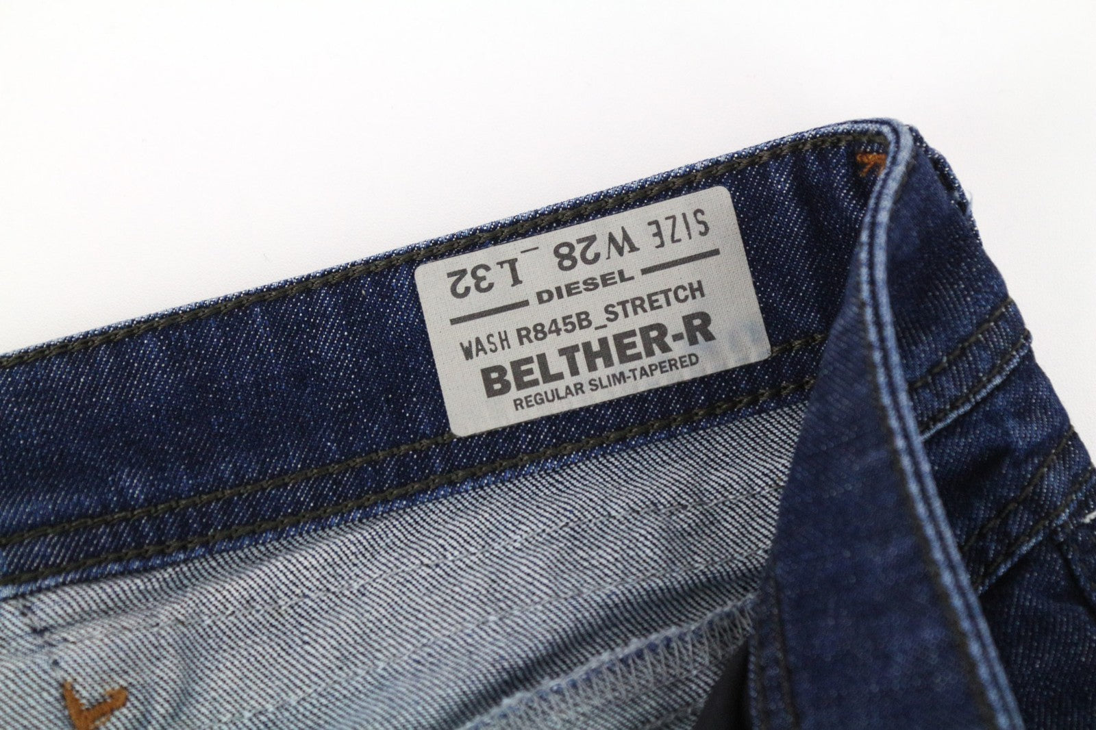 DIESEL Belther-R R845B Men's W28/L32 Tapered Blue Cotton Jeans Washed Look