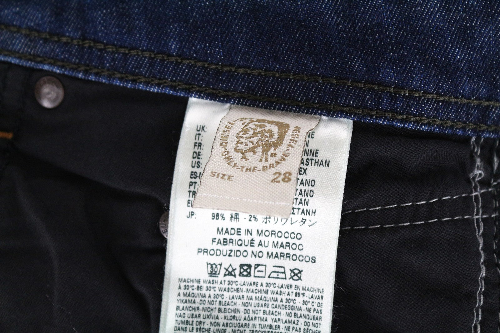 DIESEL Belther-R R845B Men's W28/L32 Tapered Blue Cotton Jeans Washed Look