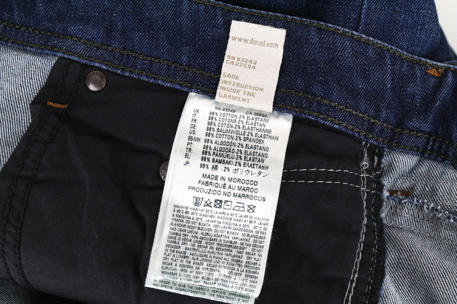 DIESEL Belther-R R845B Men's W28/L32 Tapered Blue Cotton Jeans Washed Look