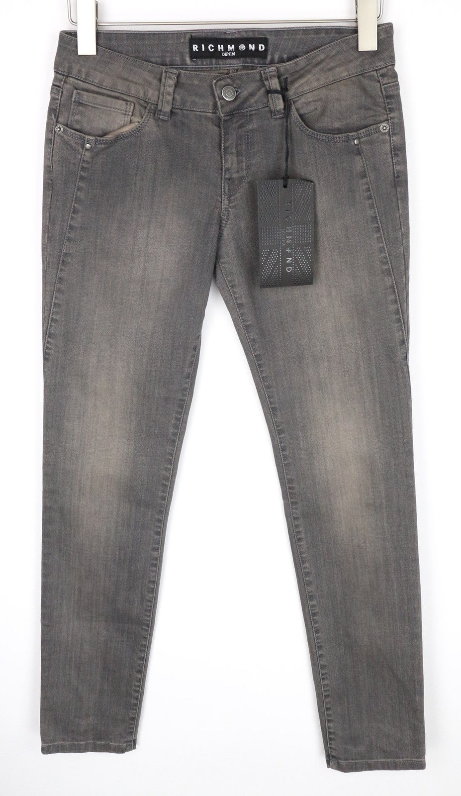 RICHMOND Men's Jeans 28 Grey Slim Fit Stretch Denim with Washed Finish