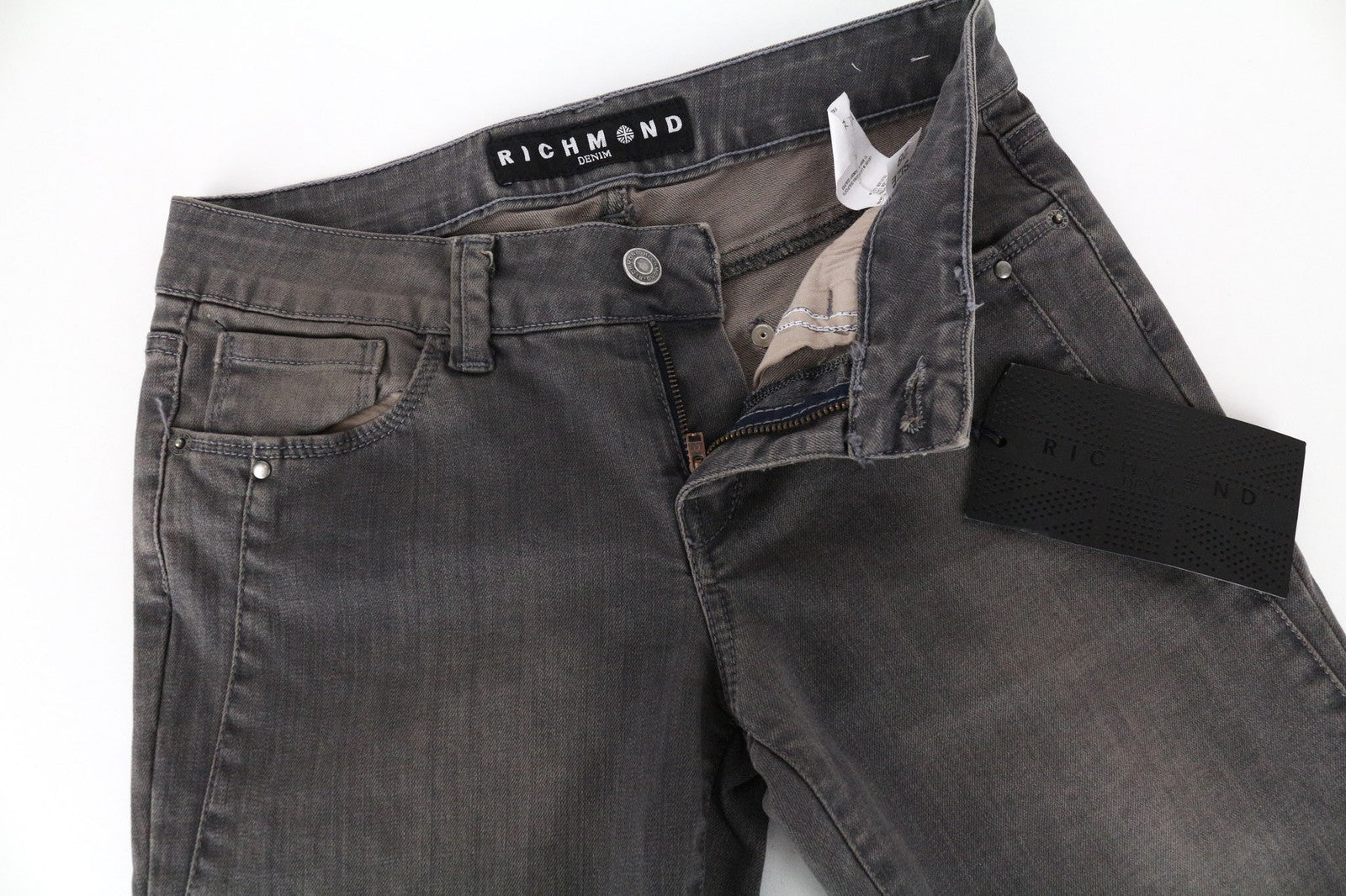 RICHMOND Men's Jeans 28 Grey Slim Fit Stretch Denim with Washed Finish