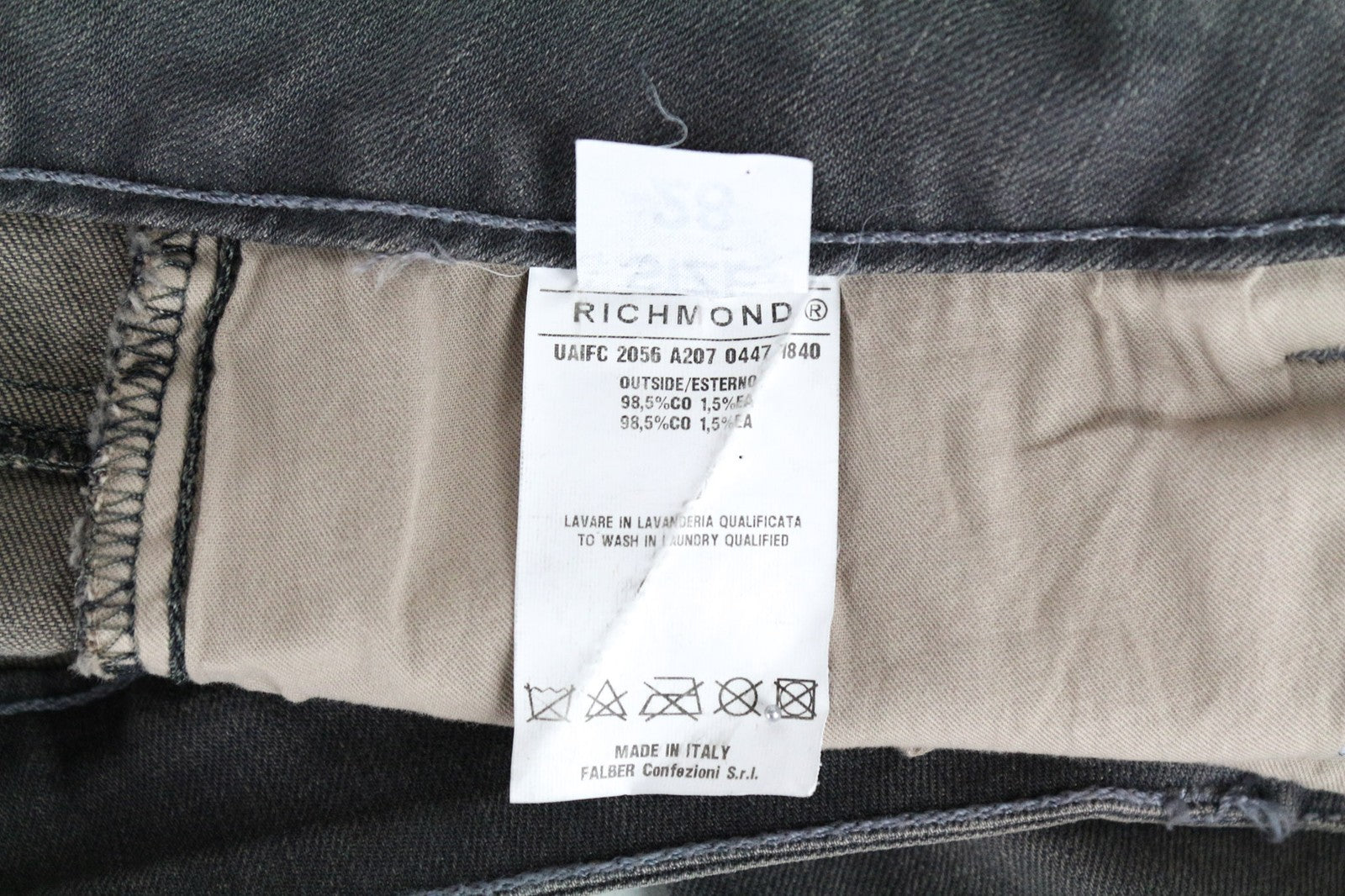 RICHMOND Men's Jeans 28 Grey Slim Fit Stretch Denim with Washed Finish
