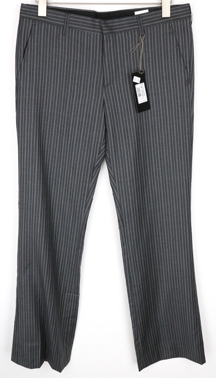 RICHMOND Men's 48 Grey Striped Wool Formal Trousers Dress Style