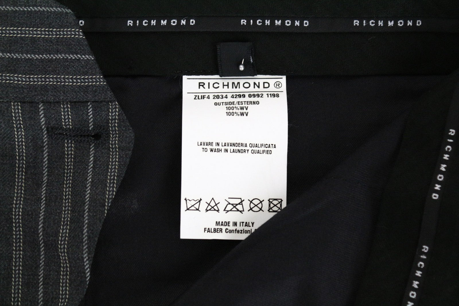 RICHMOND Men's 48 Grey Striped Wool Formal Trousers Dress Style