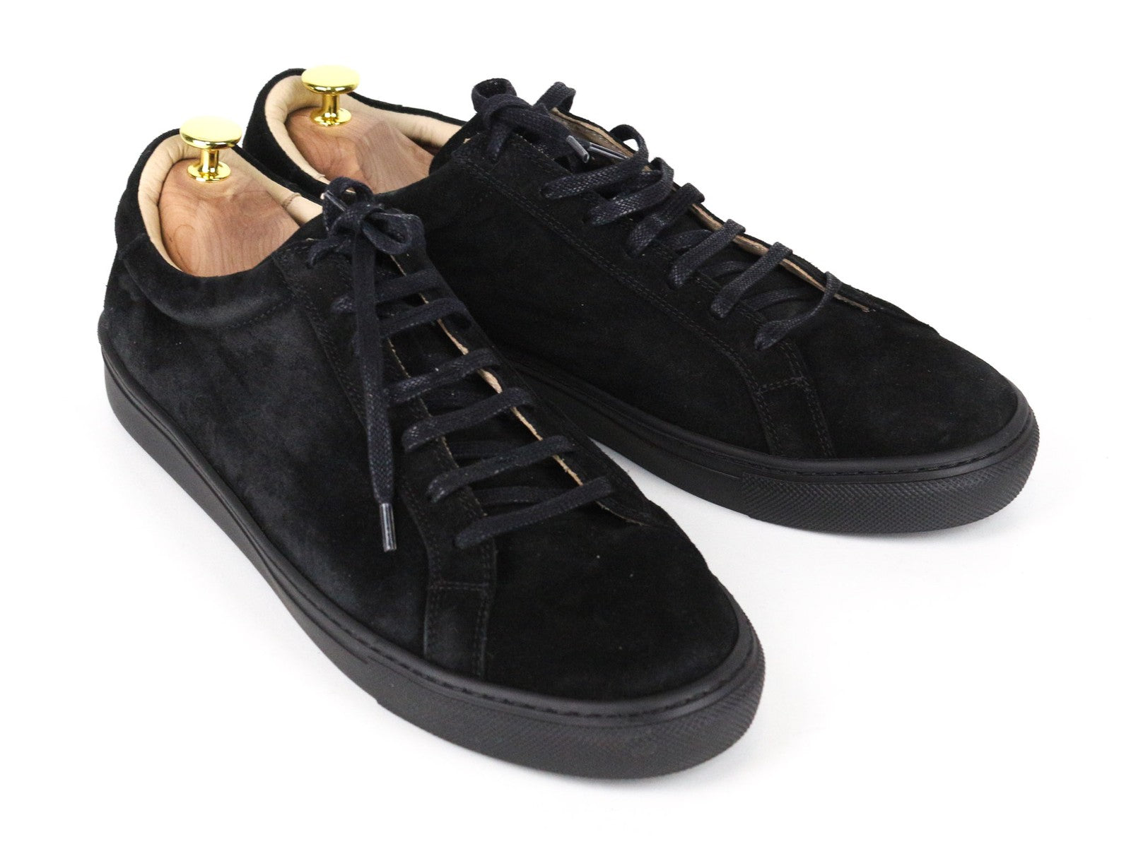 SUITSUPPLY Men's EU46 Black Suede Sneakers Laced Low-Top Casual Street Style
