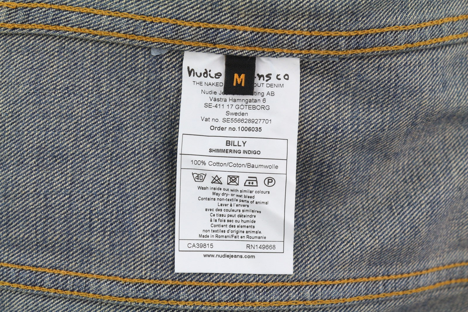 NUDIE JEANS Billy Men Jacket M Shimmering Indigo Button-Up Washed Distress Blue