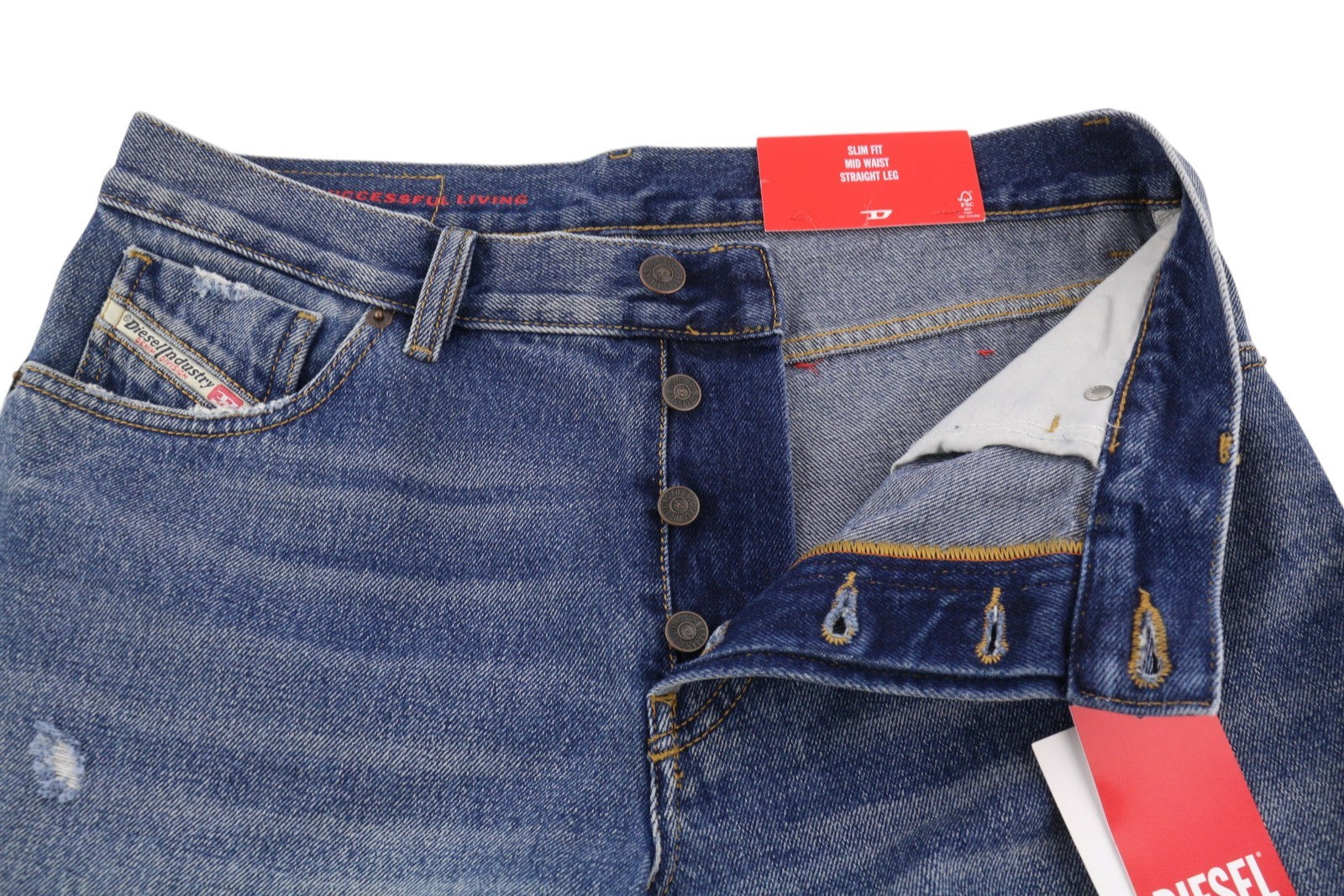 DIESEL 1995 09E02 Men Jeans W31/L32 Blue Distress Ripped Slim Straight RRP$375