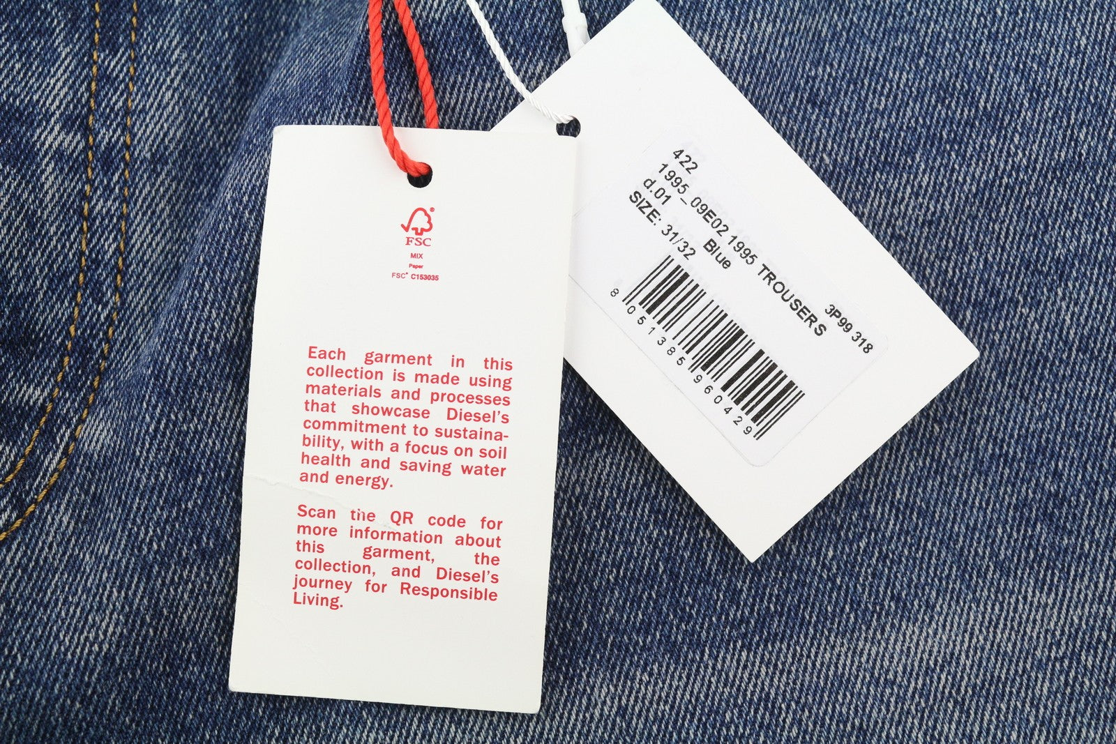 DIESEL 1995 09E02 Men Jeans W31/L32 Blue Distress Ripped Slim Straight RRP$375