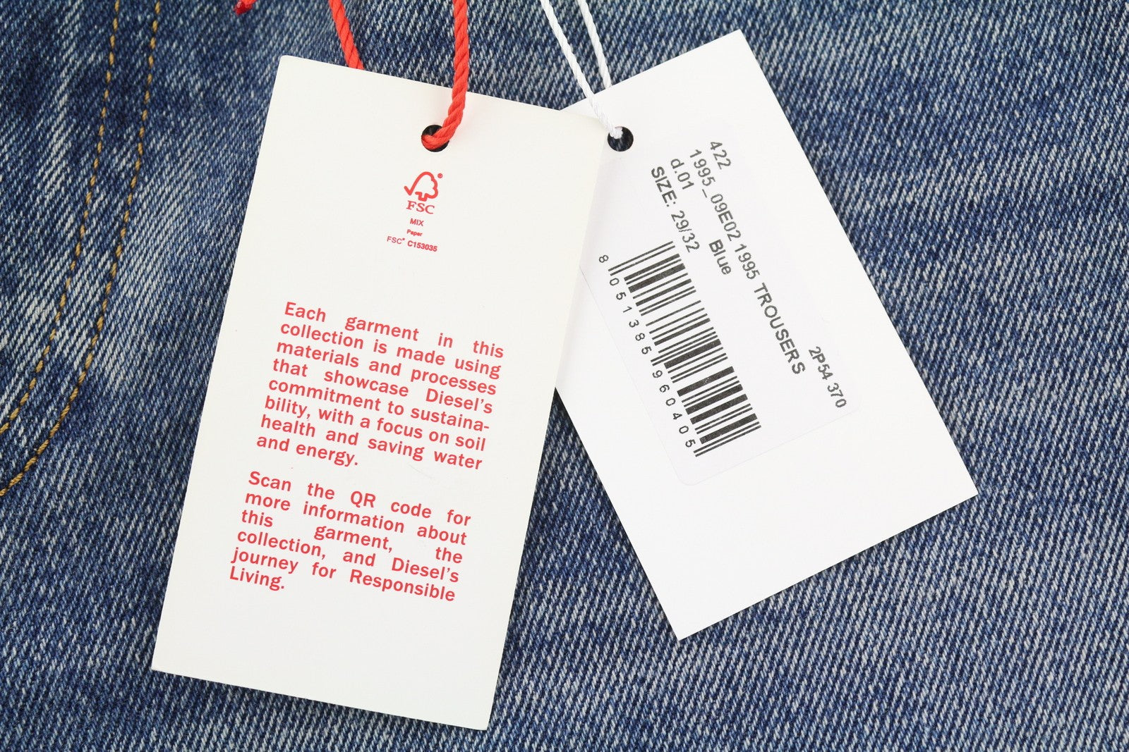 DIESEL 1995 09E02 Men Jeans W29/L32 Blue Distress Ripped Slim Straight RRP$375