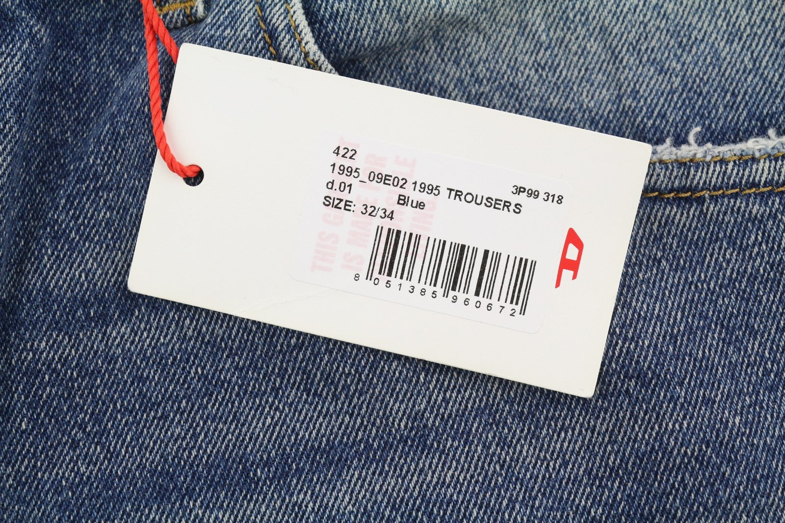 DIESEL 1995 09E02 Men Jeans W32/L34 Blue Distress Ripped Slim Straight RRP$375