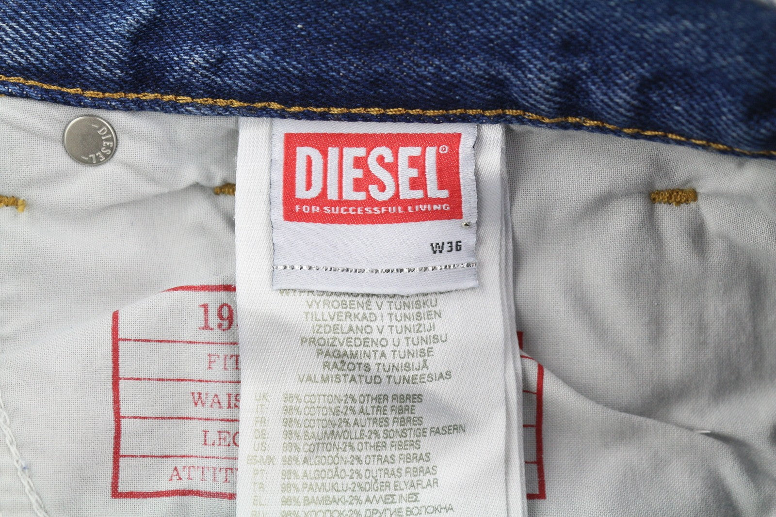 DIESEL 1995 09E02 Men Jeans W36/L32 Blue Distress Ripped Slim Fit RRP$375