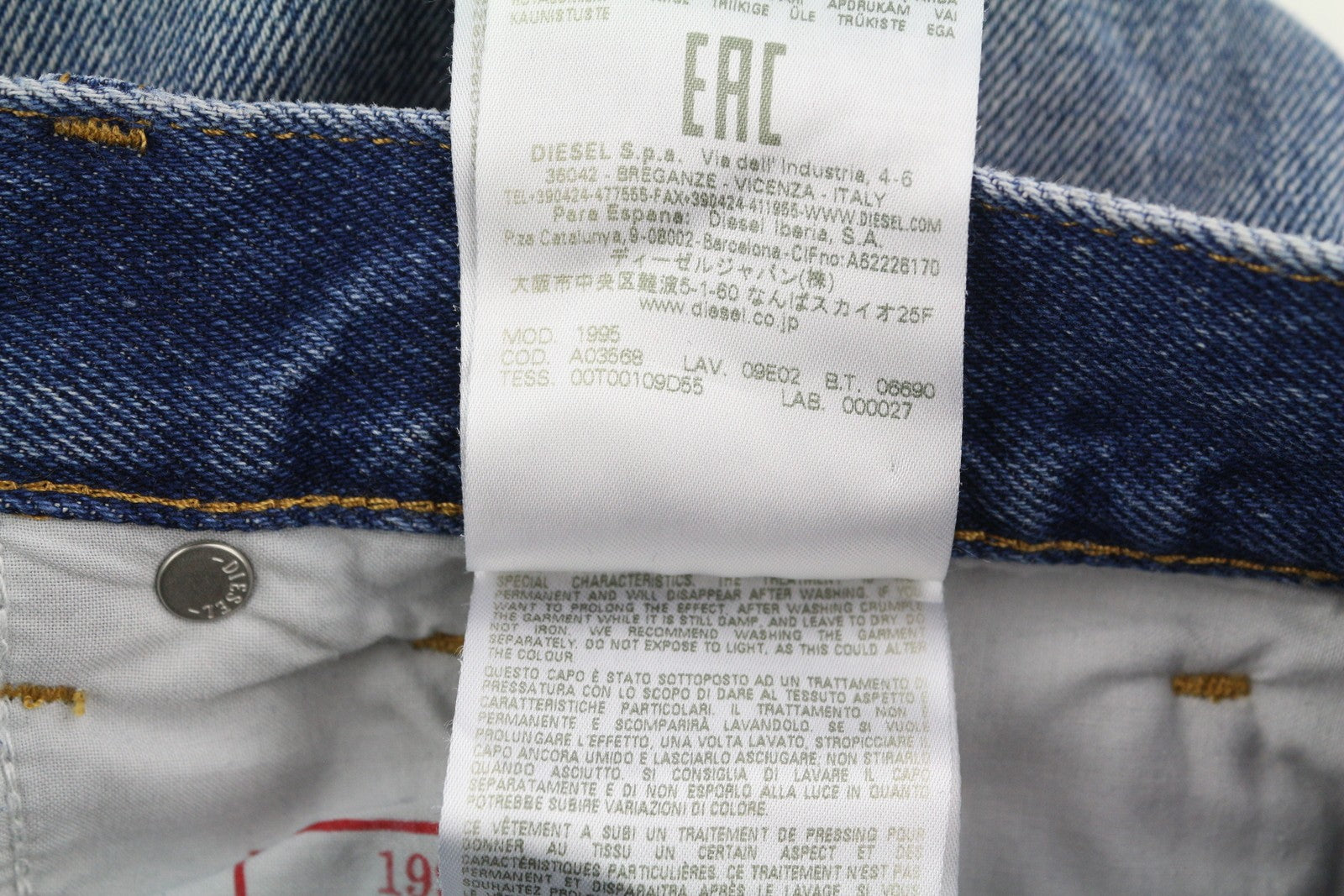 DIESEL 1995 09E02 Men Jeans W36/L32 Blue Distress Ripped Slim Fit RRP$375