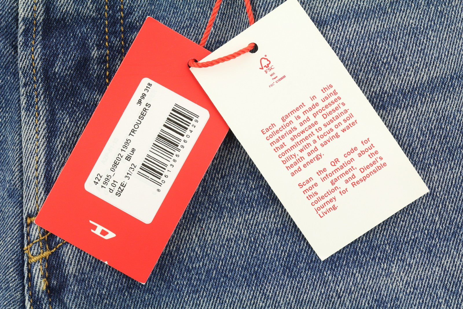 DIESEL 1995 09E02 Men Jeans W31/L32 Blue Distress Ripped Slim Straight RRP$375