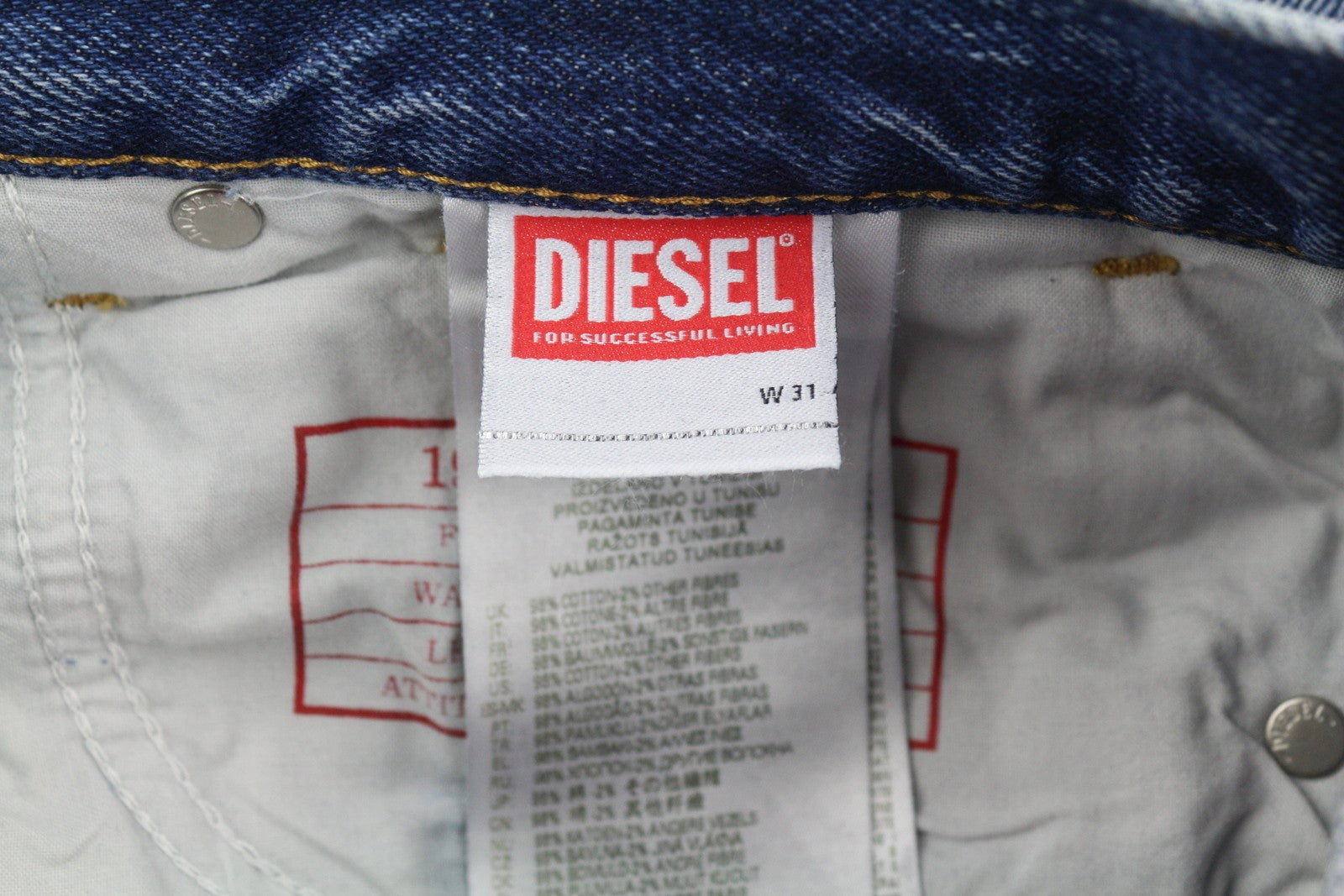 DIESEL 1995 09E02 Men Jeans W31/L32 Blue Distress Ripped Slim Straight RRP$375