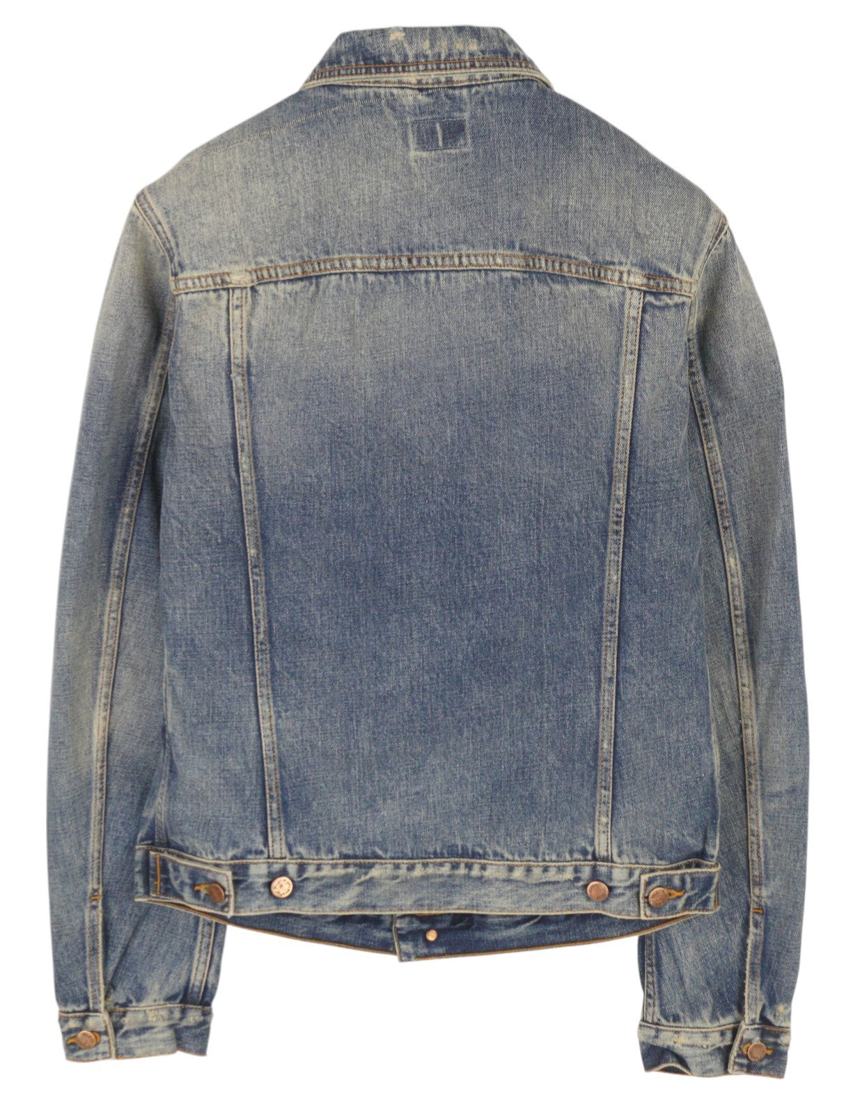 NUDIE JEANS Billy Men Jacket M Shimmering Indigo Button-Up Ripped Faded Denim