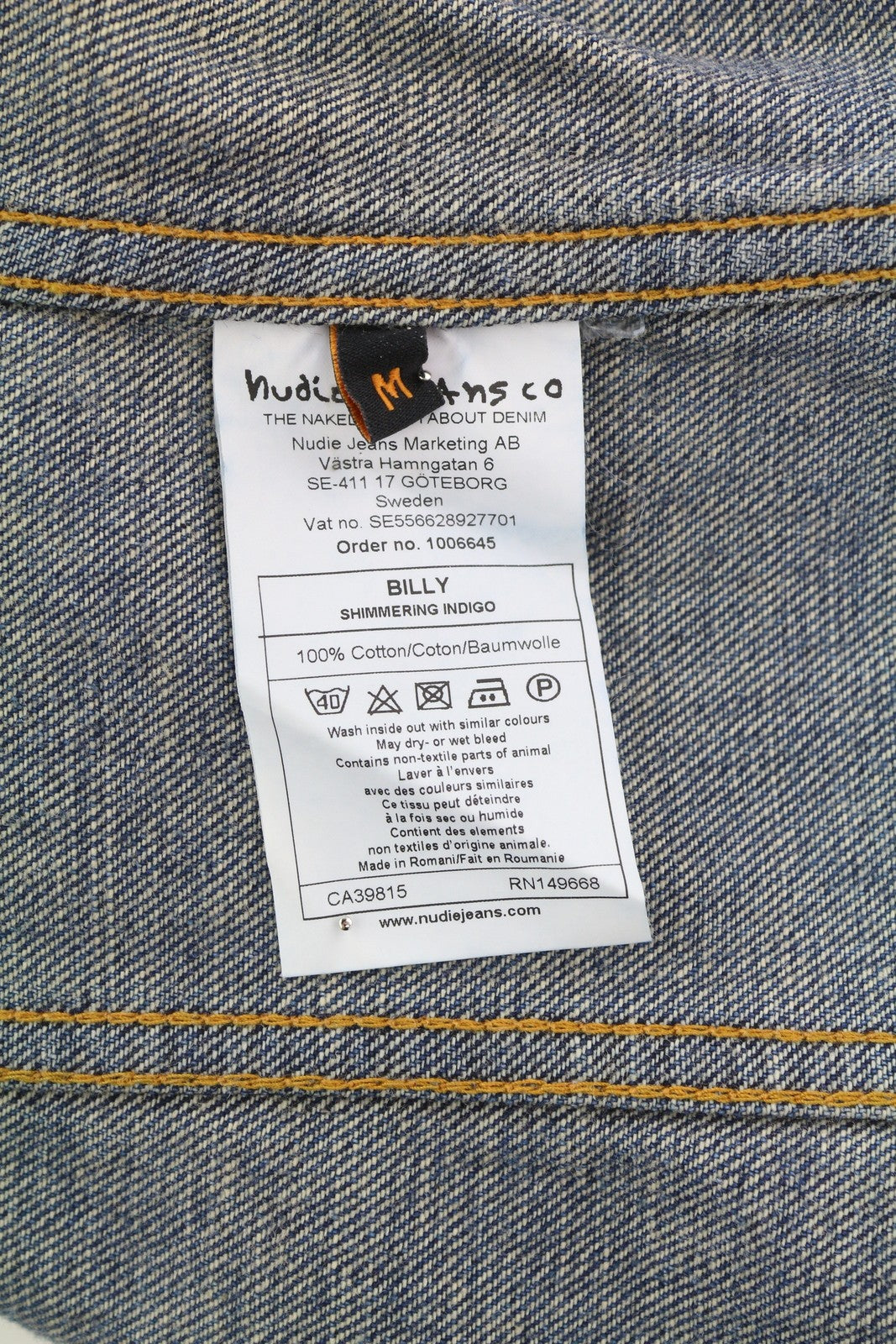 NUDIE JEANS Billy Men Jacket M Shimmering Indigo Button-Up Ripped Faded Denim