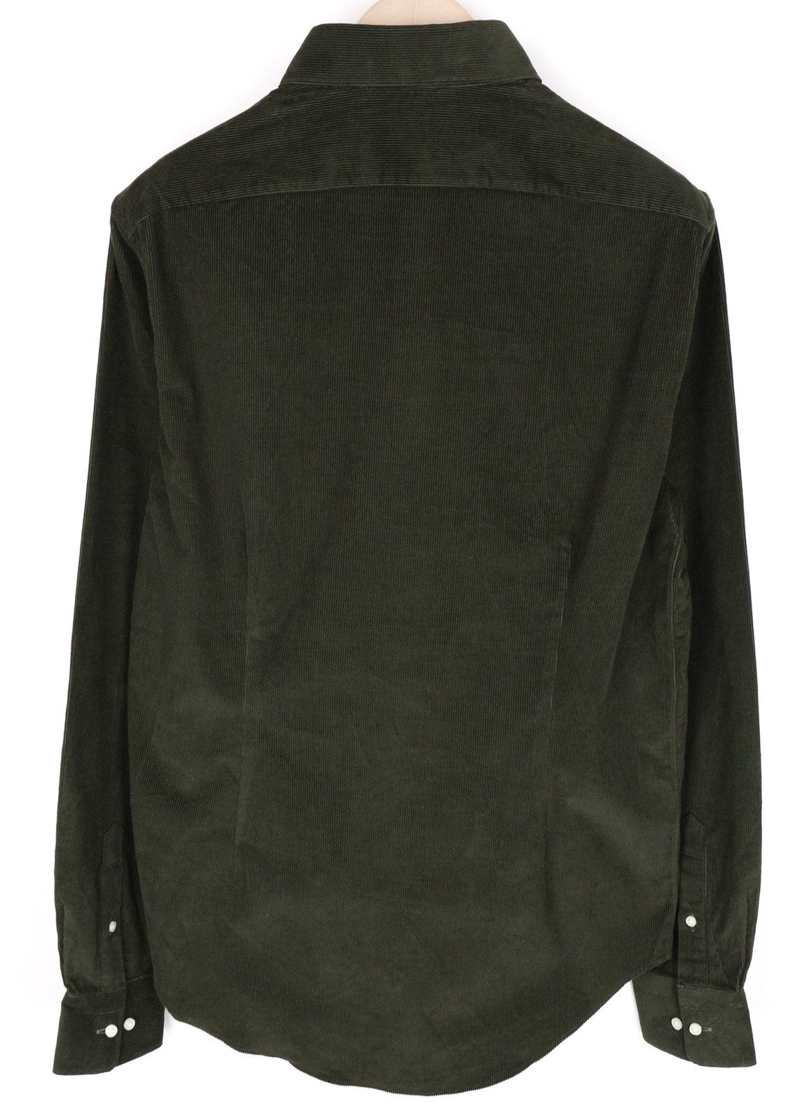 SUITSUPPLY Men's Shirt ~S Green Pure Cotton Corduroy Extra Slim Long Sleeve