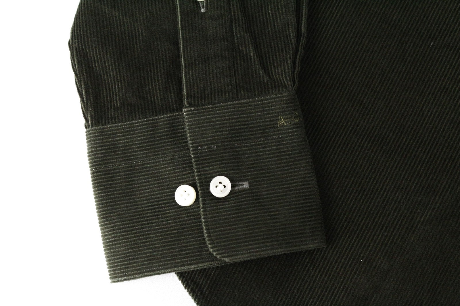 SUITSUPPLY Men's Shirt ~S Green Pure Cotton Corduroy Extra Slim Long Sleeve