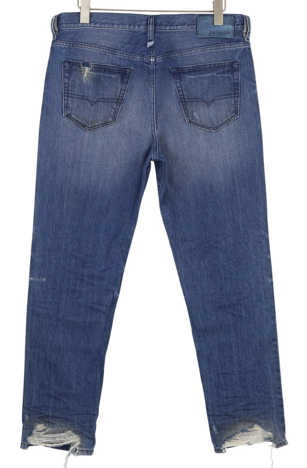 DIESEL Mharky 080AH Men Jeans W34 Blue Ripped Distress Ankle Length Regular