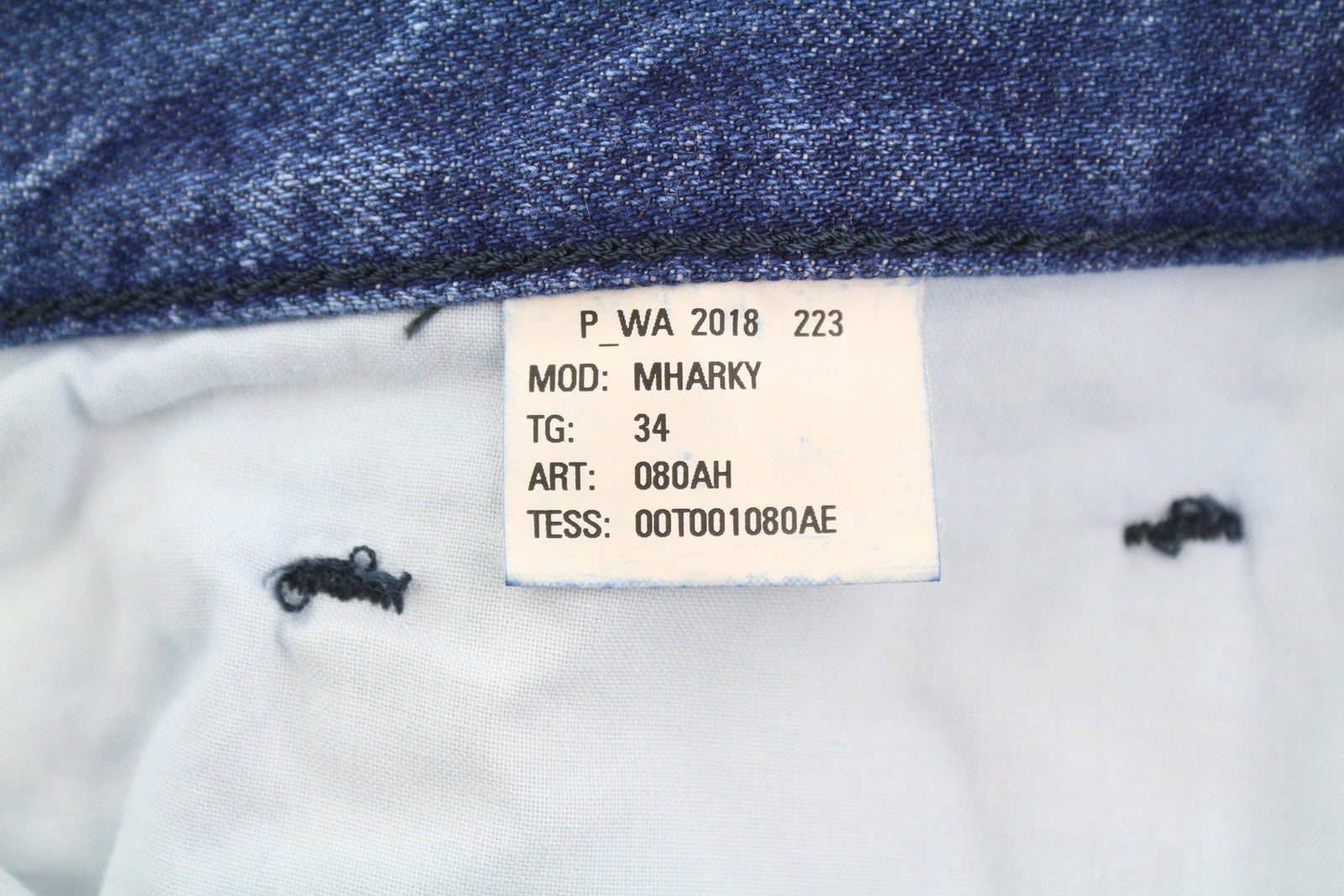 DIESEL Mharky 080AH Men Jeans W34 Blue Ripped Distress Ankle Length Regular