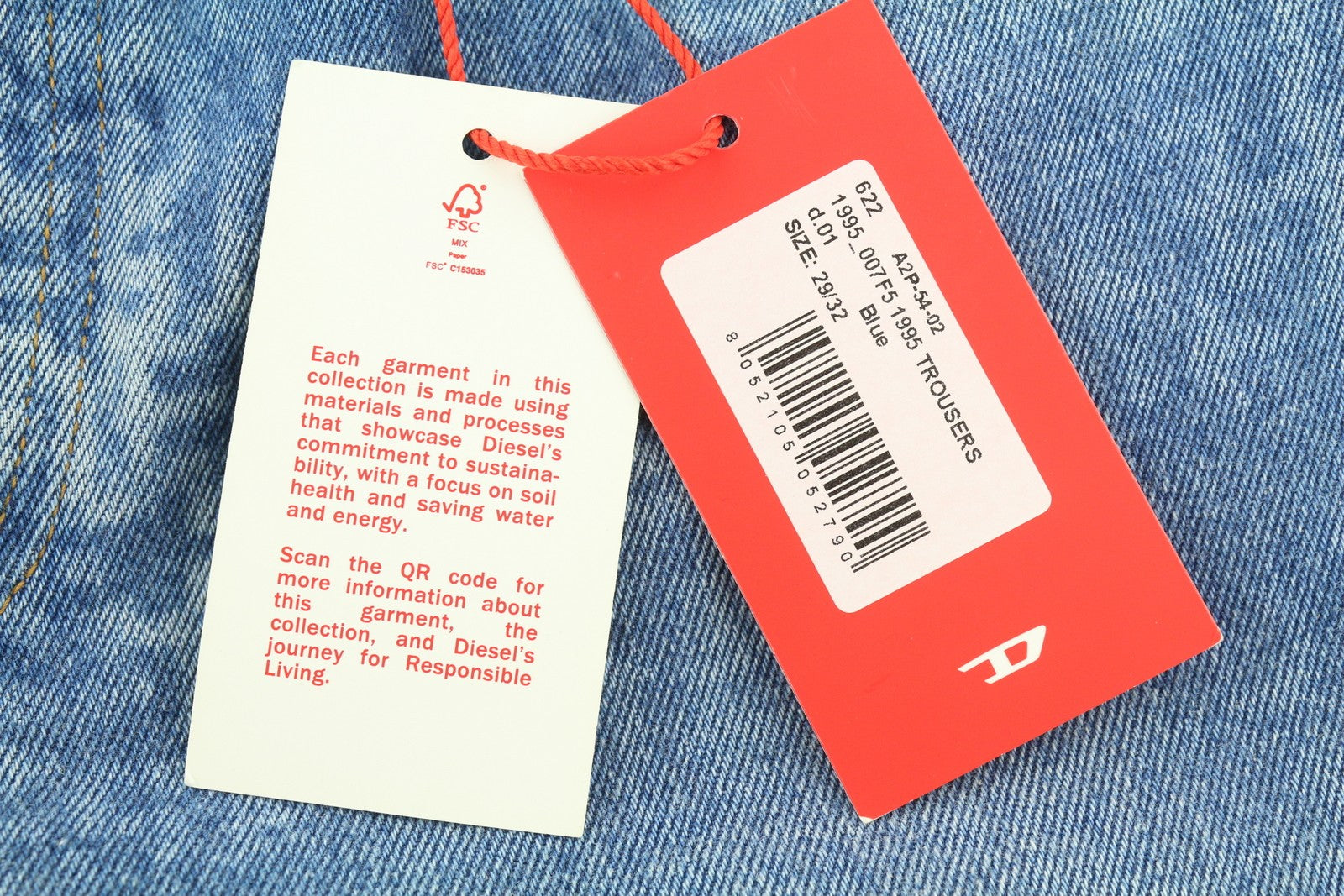 DIESEL 1995 007F5 Men Jeans W29/L32 Slim Fit Straight Leg Logo Print RRP€250