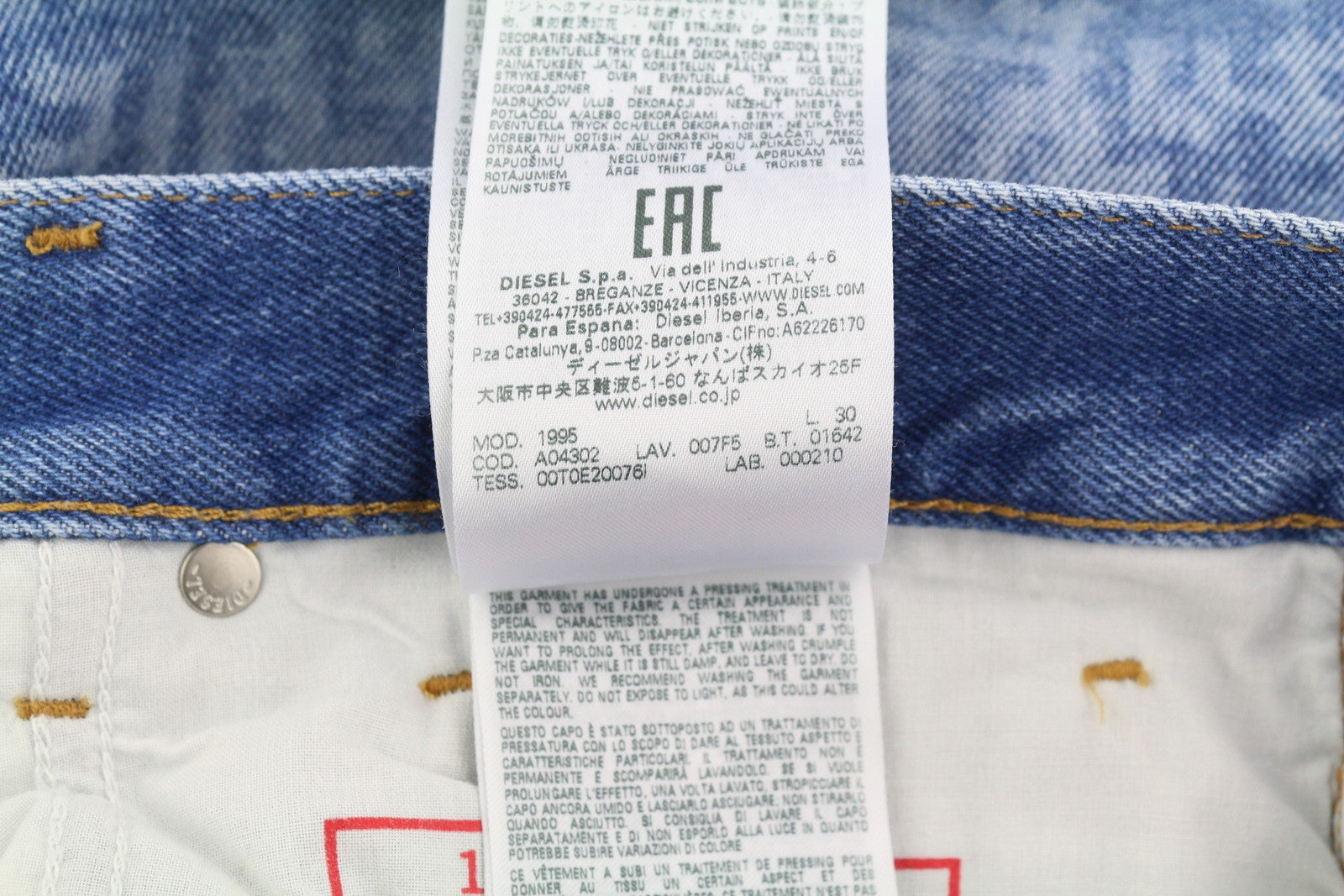 DIESEL 1995 007F5 Men Jeans W32/L30 Slim Fit Straight Leg Logo Print RRP€250