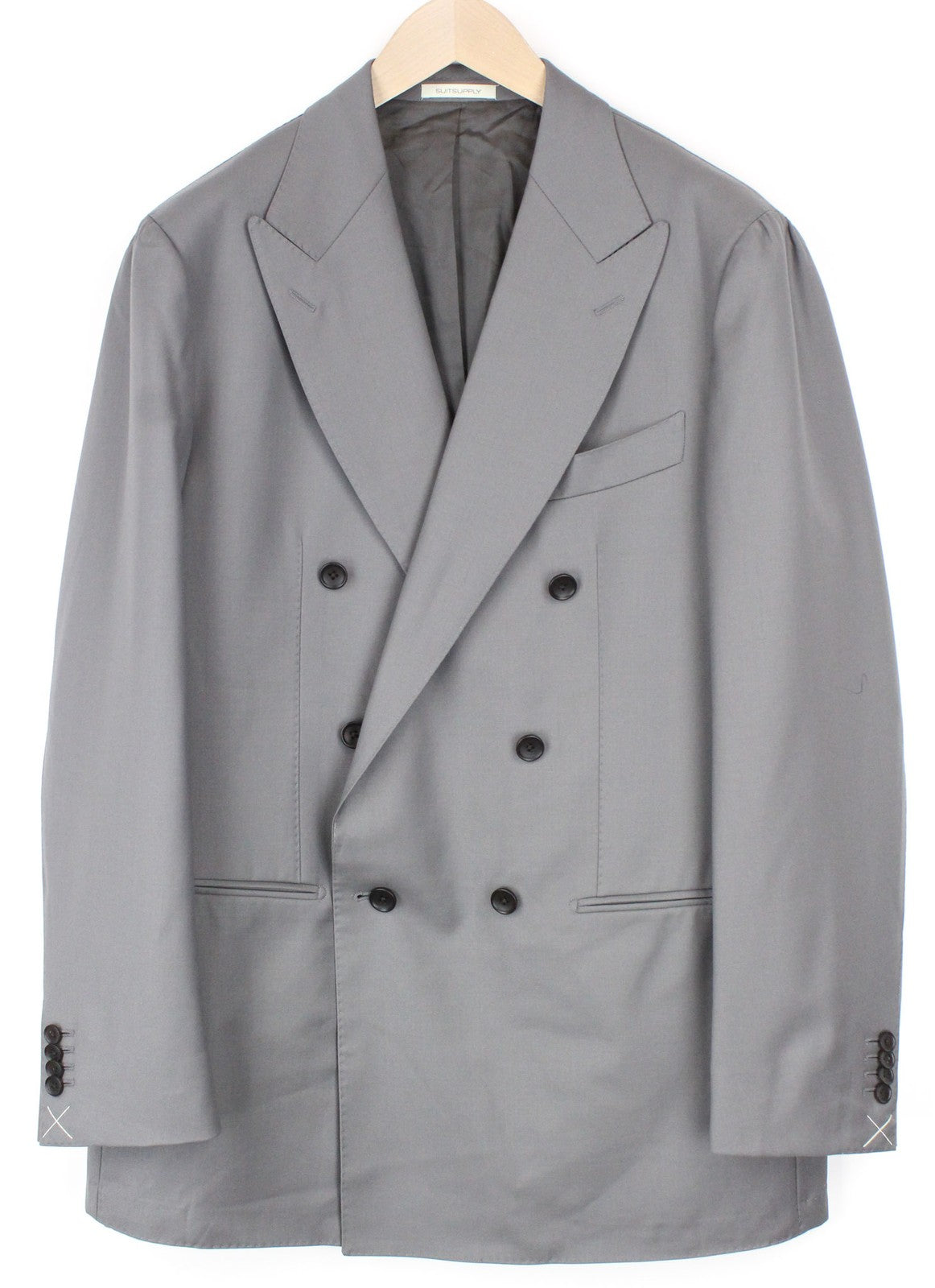 SUITSUPPLY Havana Men's Blazer UK46R Grey Wool S110 Double-Breasted Slim