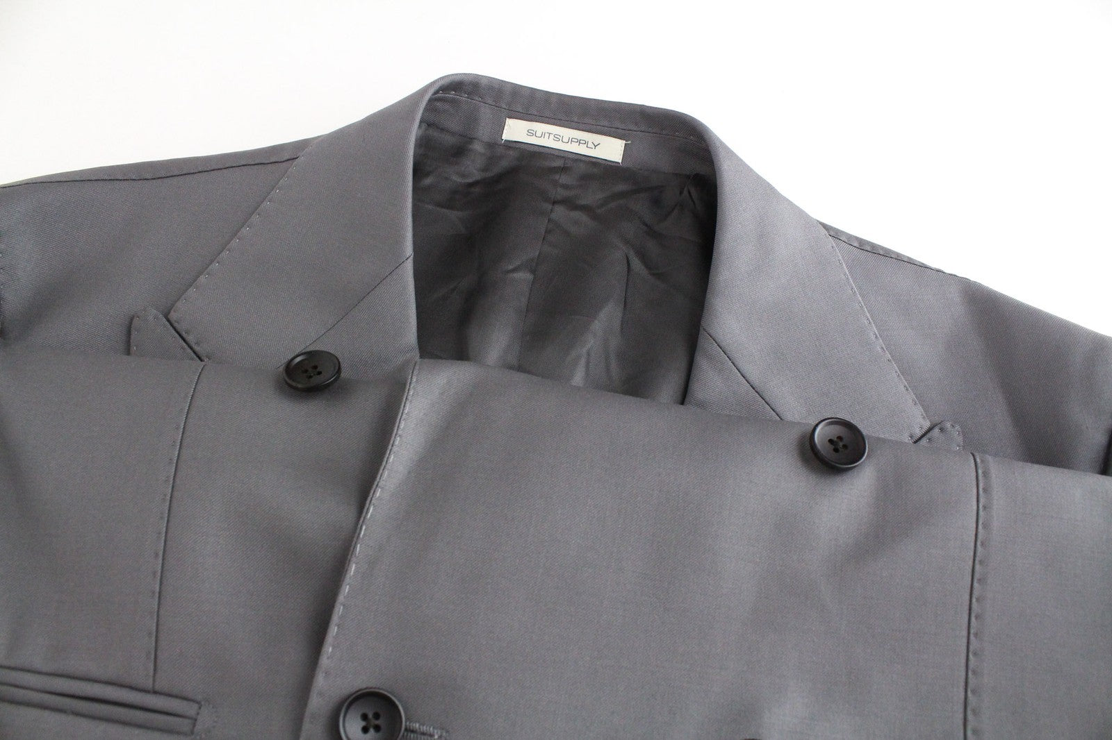 SUITSUPPLY Havana Men's Blazer UK46R Grey Wool S110 Double-Breasted Slim