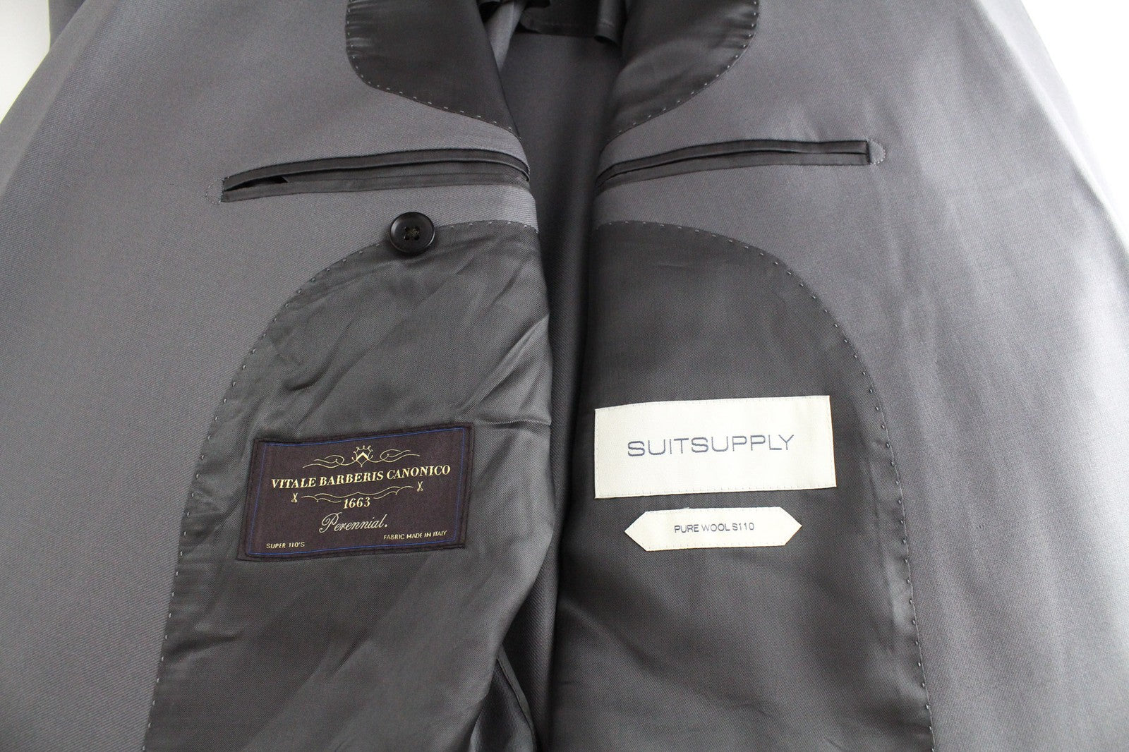 SUITSUPPLY Havana Men's Blazer UK46R Grey Wool S110 Double-Breasted Slim