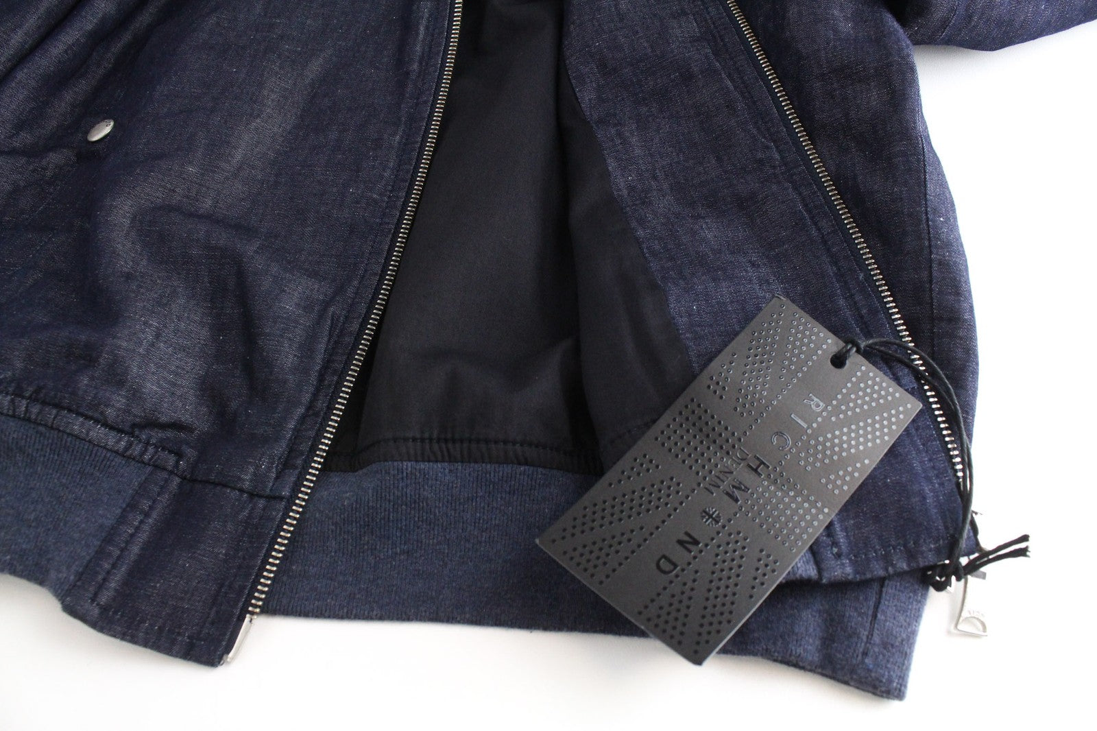 RICHMOND Men's Jacket IT48 Linen Cotton Blue Lightweight Melange Bomber