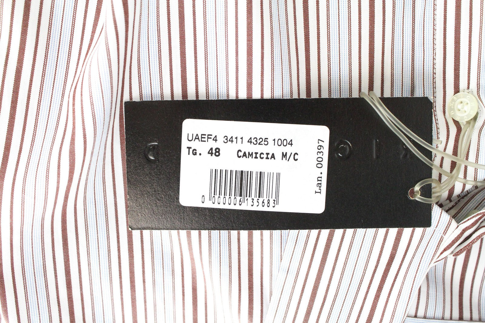 RICHMOND Men's Shirt IT48 Red Striped Melange Short Sleeve Poplin Button-Up