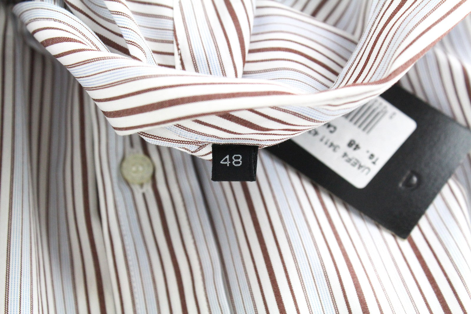 RICHMOND Men's Shirt IT48 Red Striped Melange Short Sleeve Poplin Button-Up