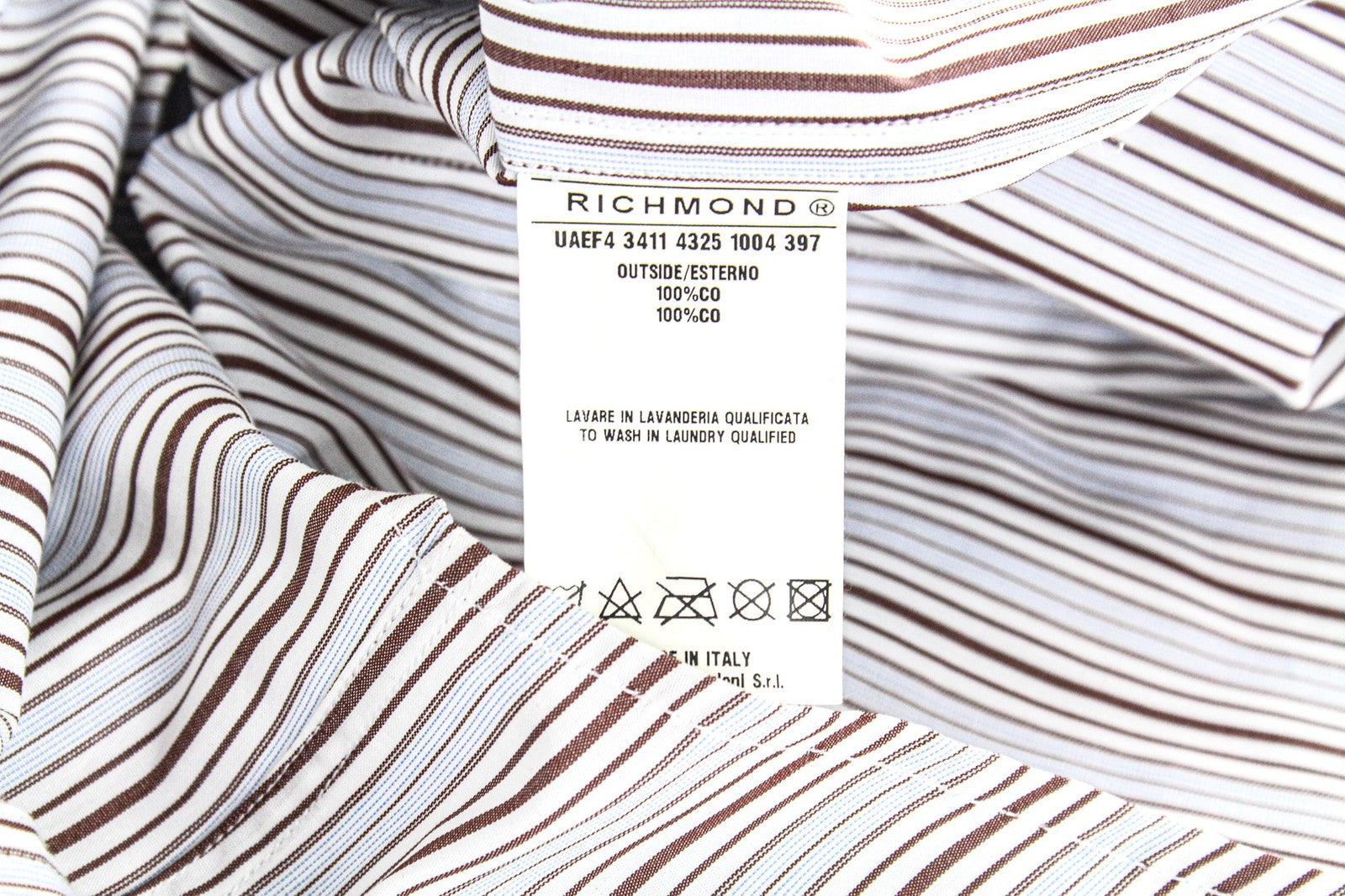 RICHMOND Men's Shirt IT48 Red Striped Melange Short Sleeve Poplin Button-Up