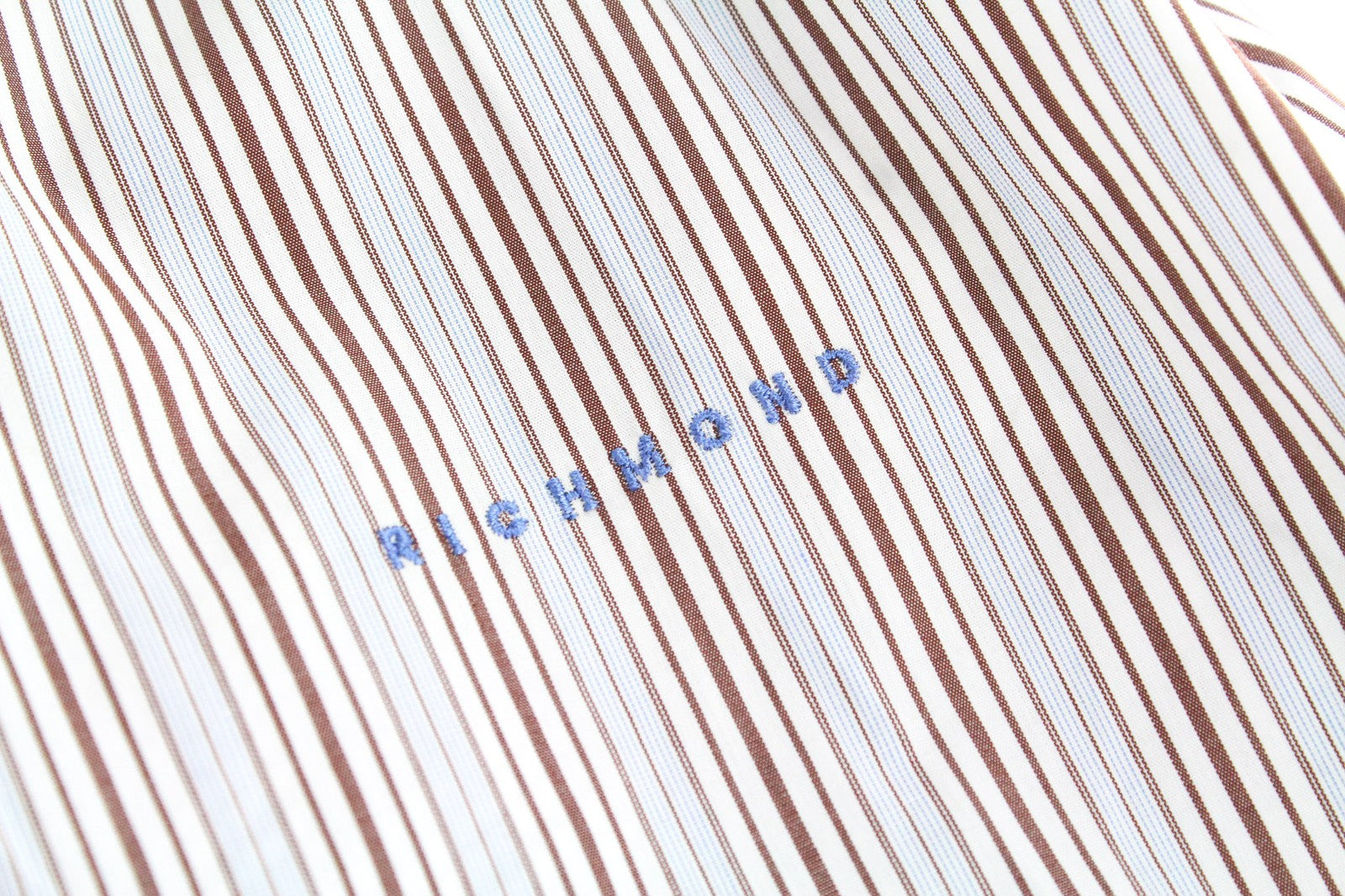 RICHMOND Men's Shirt IT48 Red Striped Melange Short Sleeve Poplin Button-Up