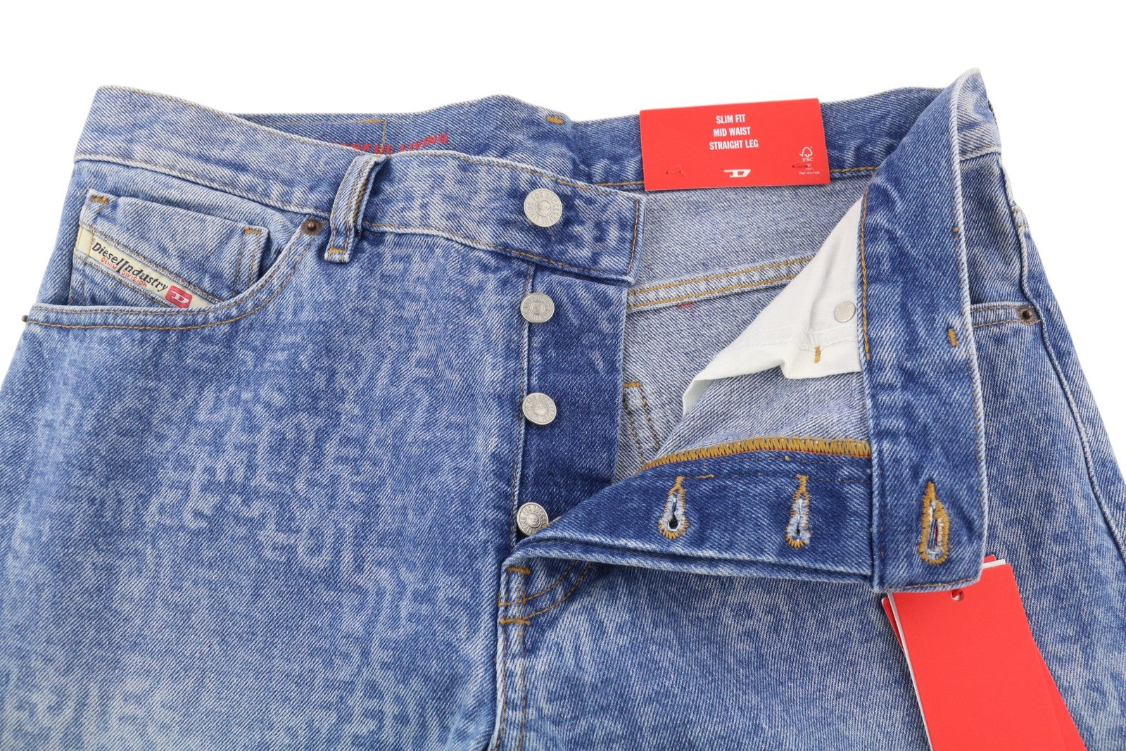 DIESEL 1995 007F5 Men Jeans W31/L34 Slim Fit Straight Leg Patterned RRP€250