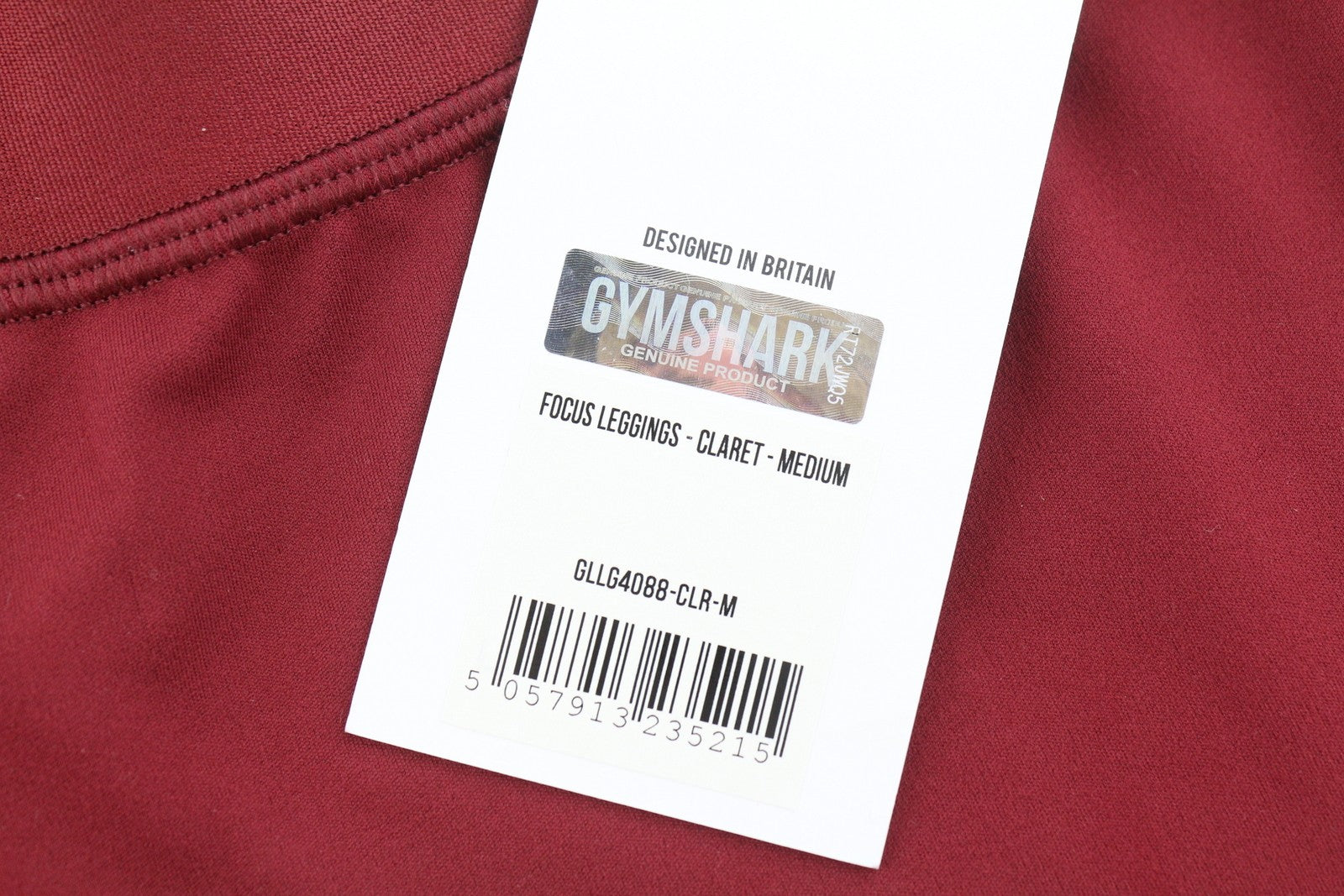 GYMSHARK Women Leggings M Burgundy Elastic Waist Stretch Fitted Sports Logo