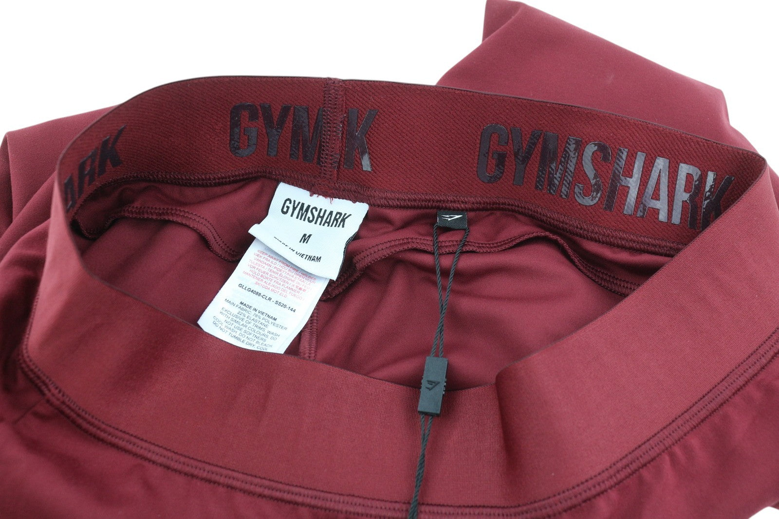 GYMSHARK Women Leggings M Burgundy Elastic Waist Stretch Fitted Sports Logo