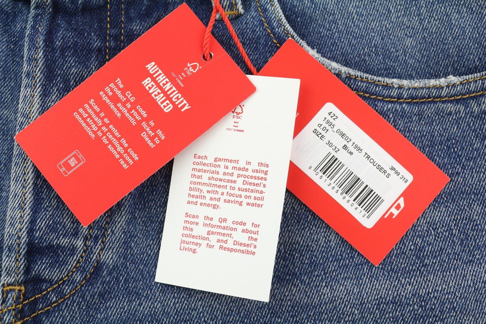 DIESEL 1995 09E02 Men Jeans W30/L32 Blue Distress Ripped Slim Straight RRP$375